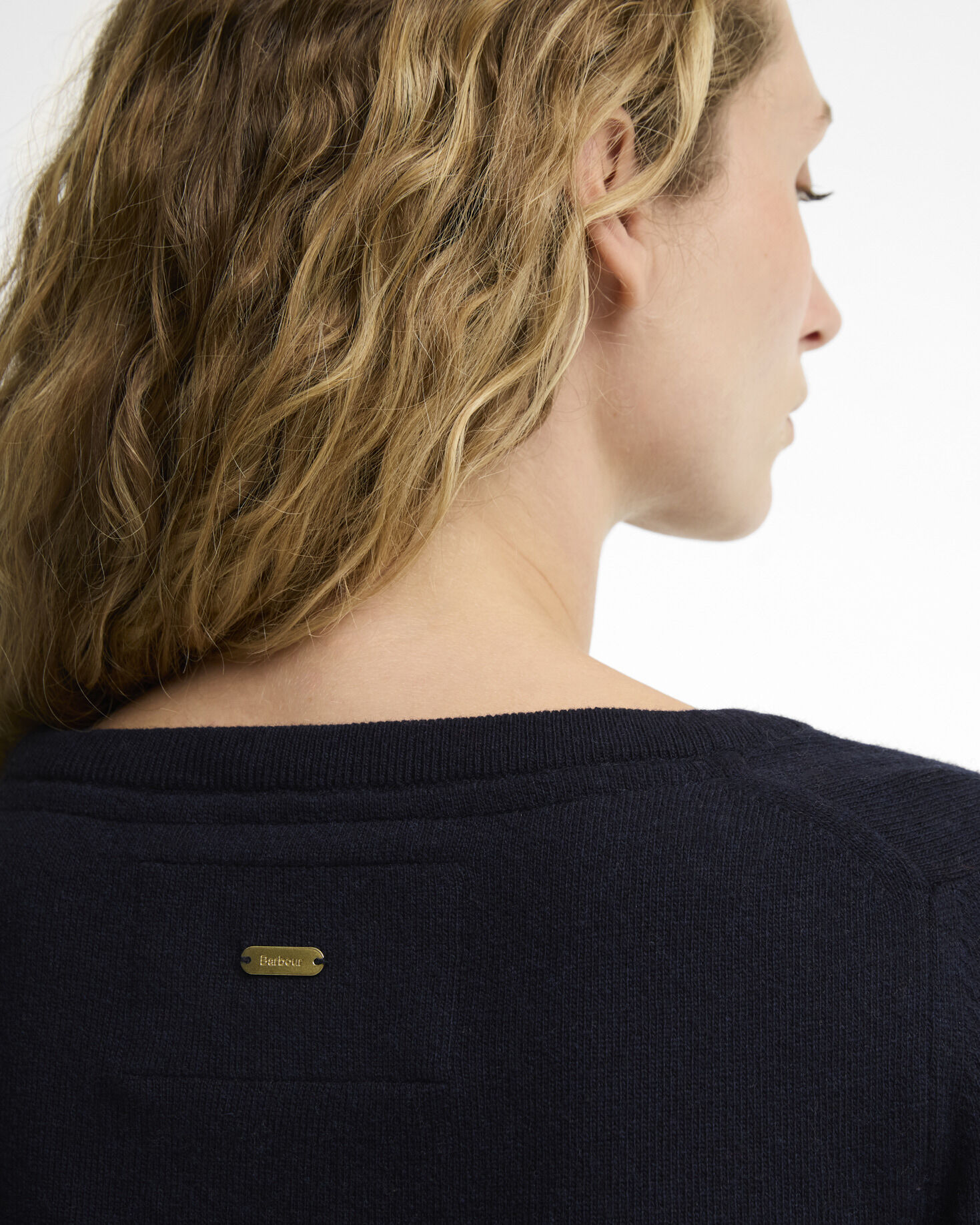 Pendle Crew Neck Jumper Navy/Birchwood Tartan