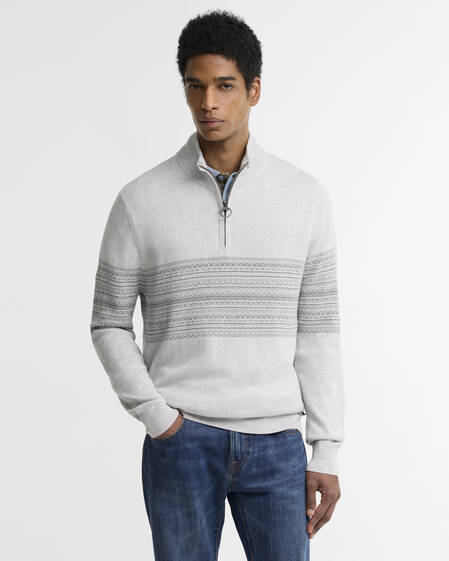 Millwood Fair Isle Half-Zip Jumper Grey Marl