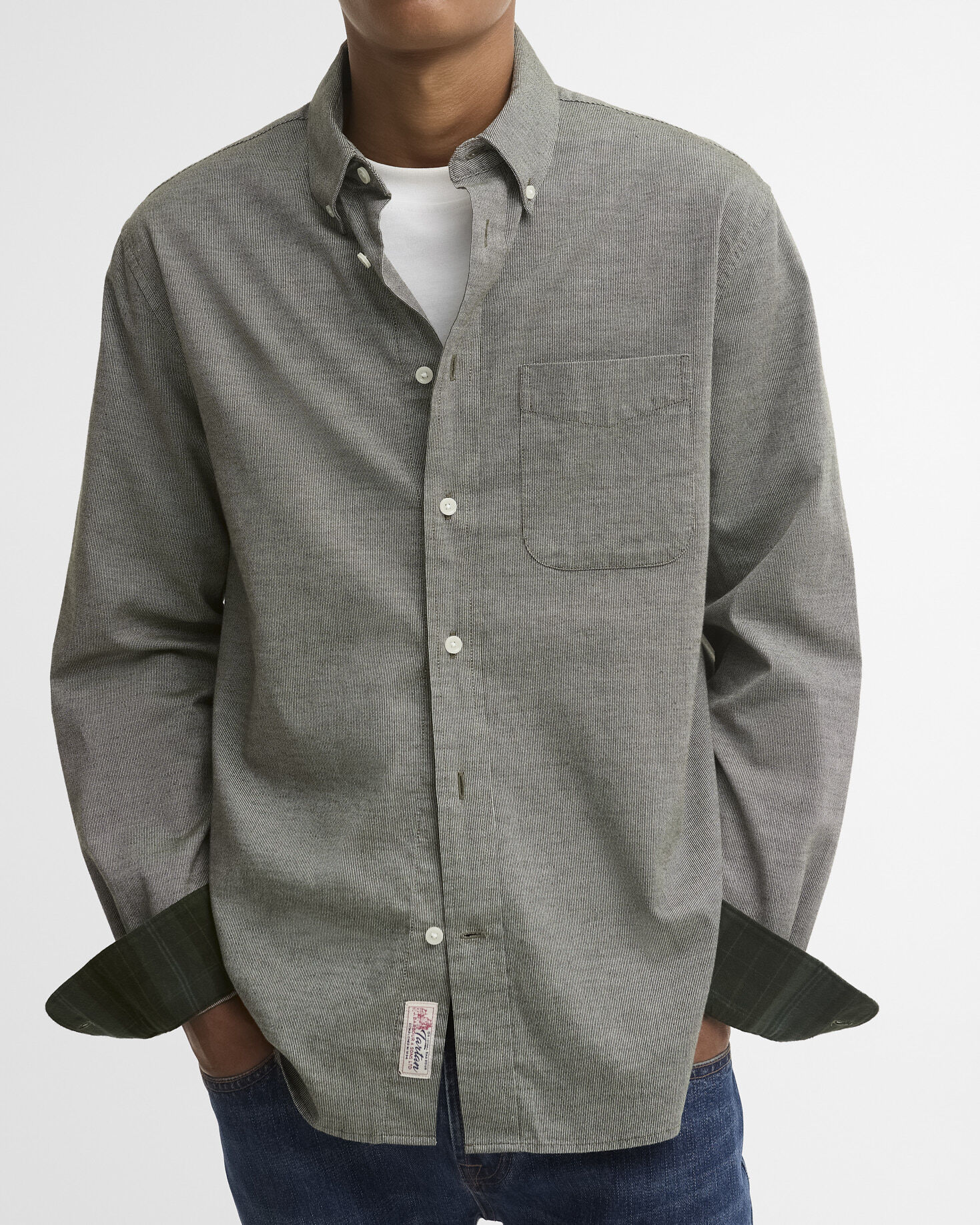 Camicia a maniche lunghe Nevis con taglio classico Forest Marl