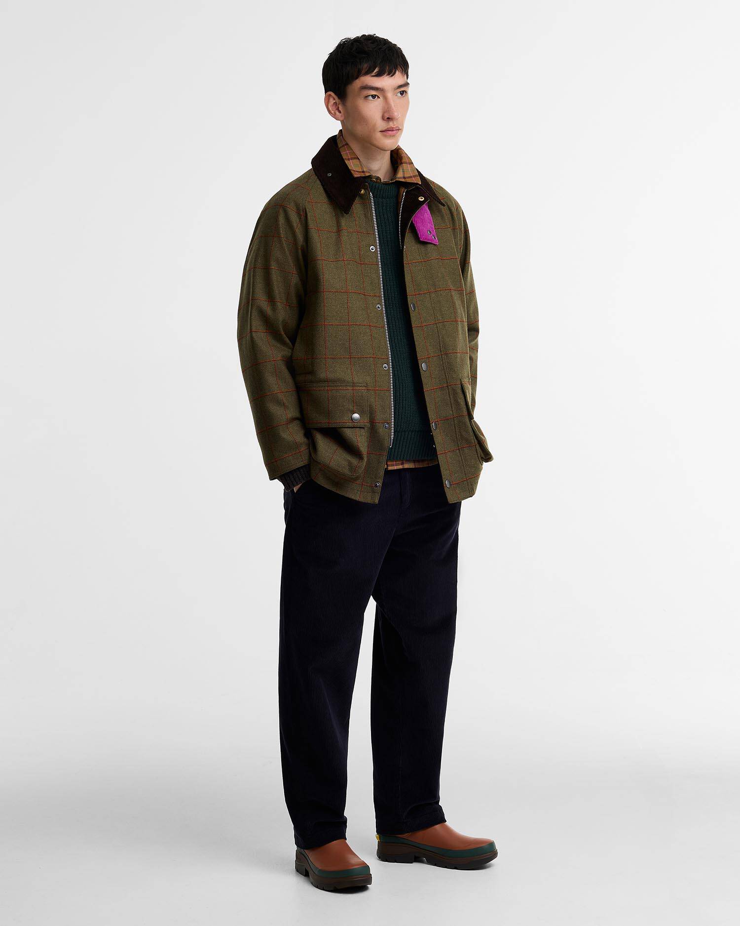 Paul Smith Loves Barbour Wolljacke Beaufort Olive Window Pane image number 1