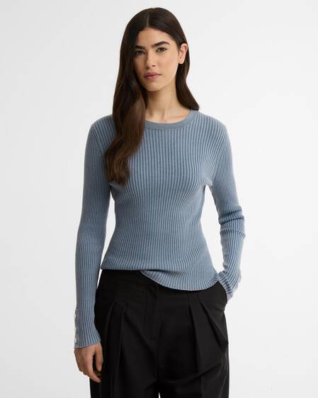 Maglione a coste Seren Washed Pearl Blue