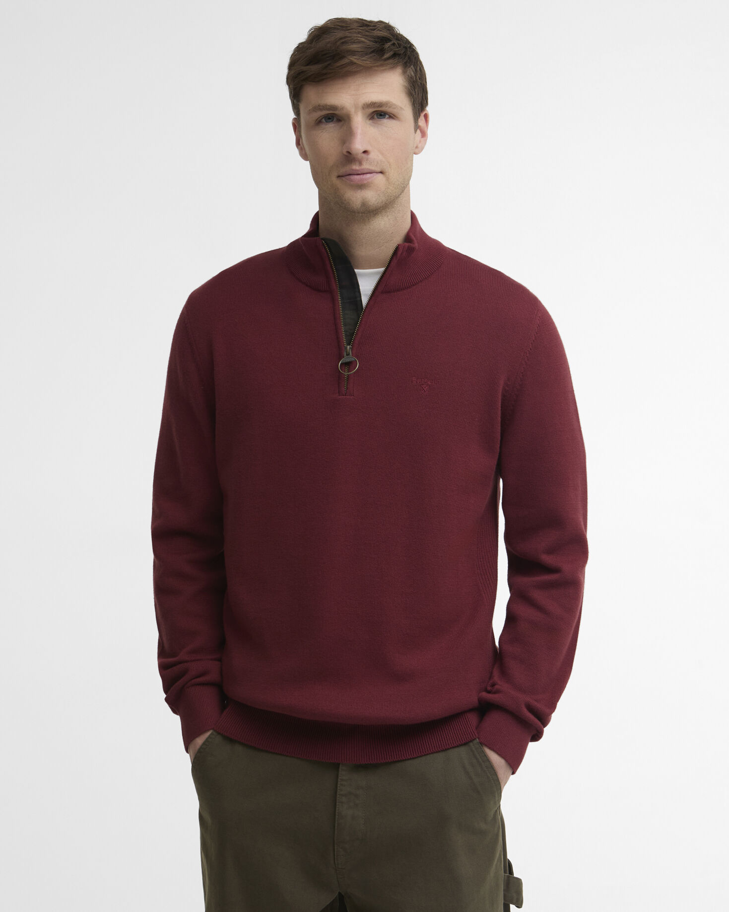 Cotton Quarter-Zip Jumper Russet