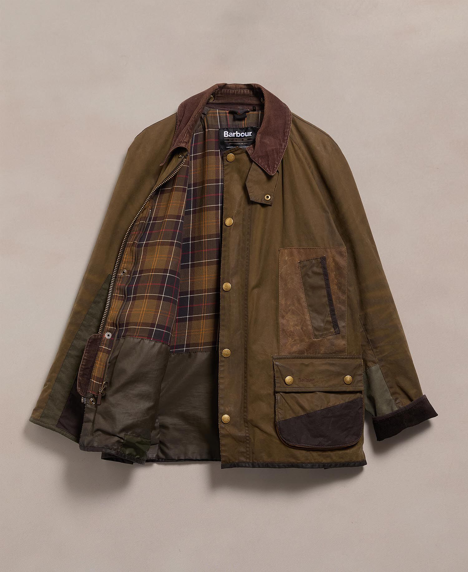 Barbour Re-loved Men's Ashby Waxed Jacket - Size L Olive