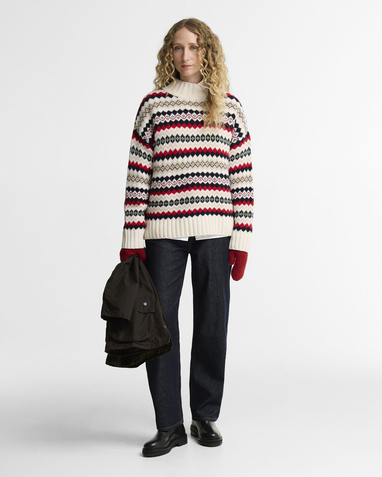 Aspen Fair Isle Funnel Neck Jumper Cloud Multi