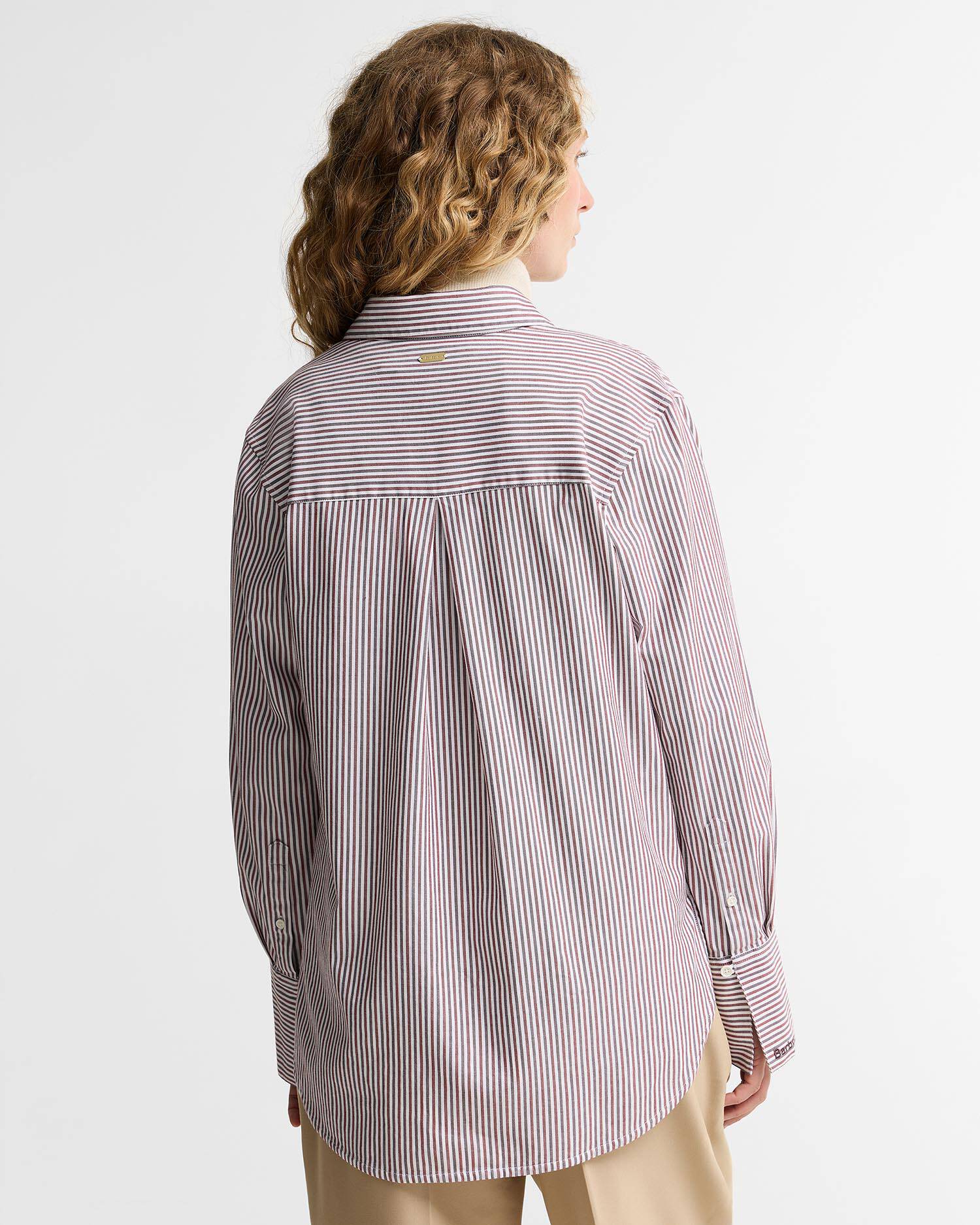 Camicia May con motivo a righe dalla vestibilit&agrave; comoda Cranberry/Fig image number 2