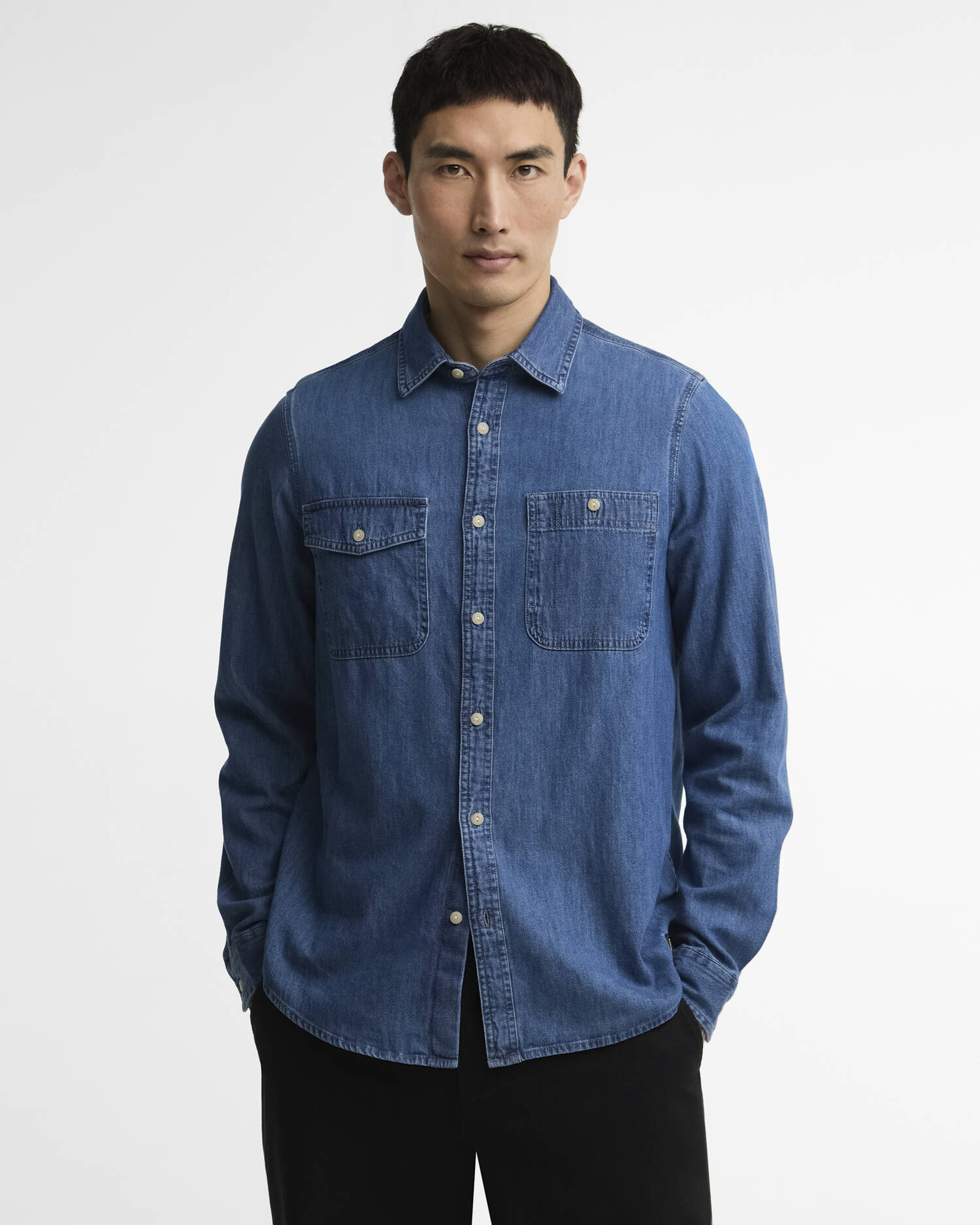 Dufton Denim Long-Sleeved Shirt Mid Indigo image number 0