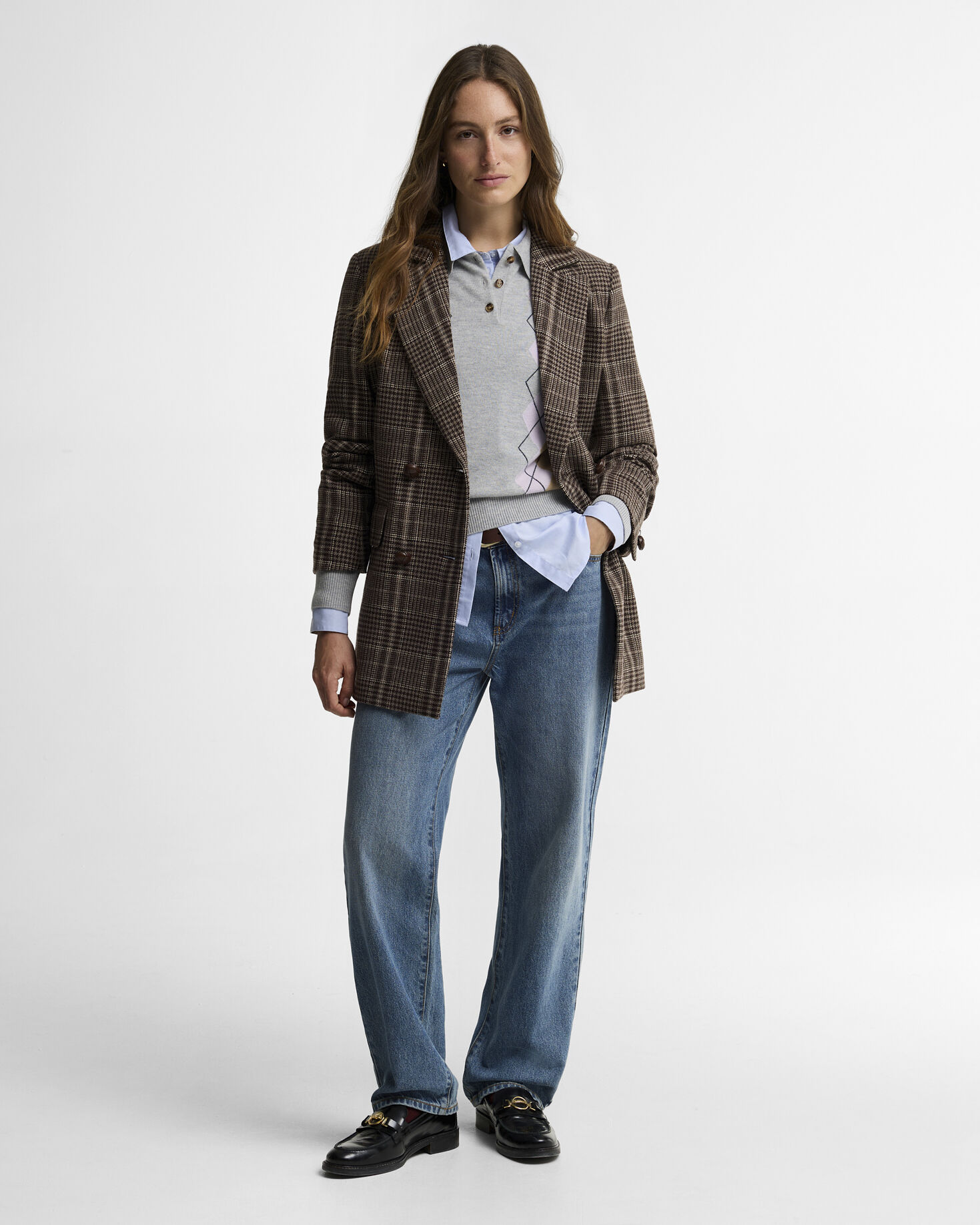 Barbour Blazer Amryn Double Breasted Price Of Wales/Ganache