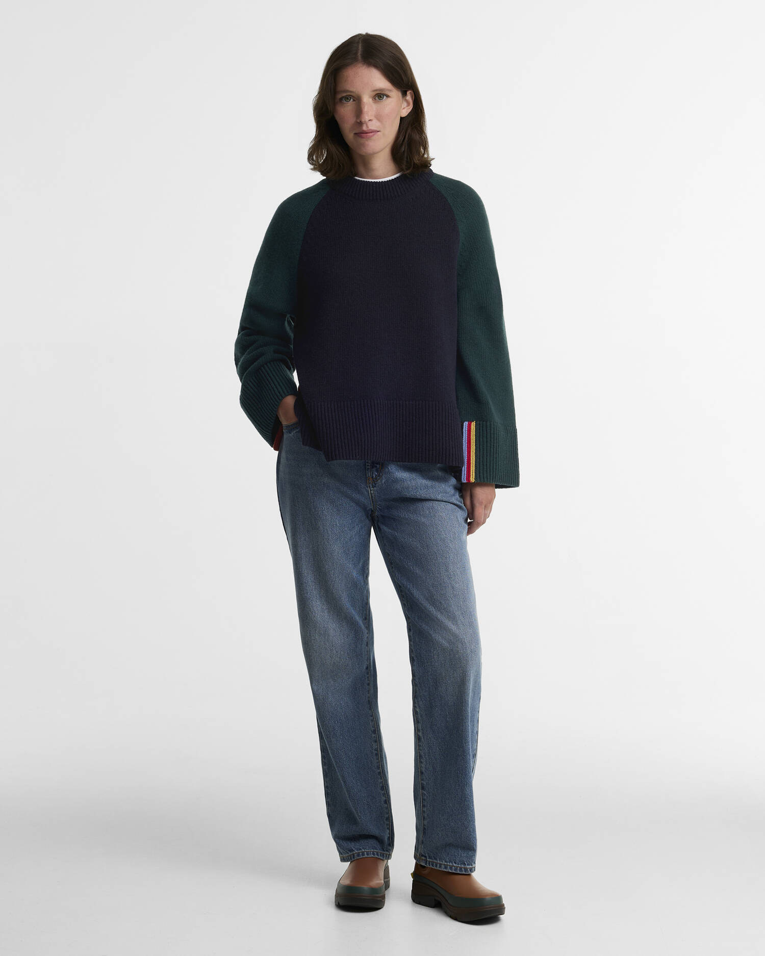Paul Smith Loves Barbour Tyneside Wool-Blend Crew-Neck Jumper Navy Multi image number 1