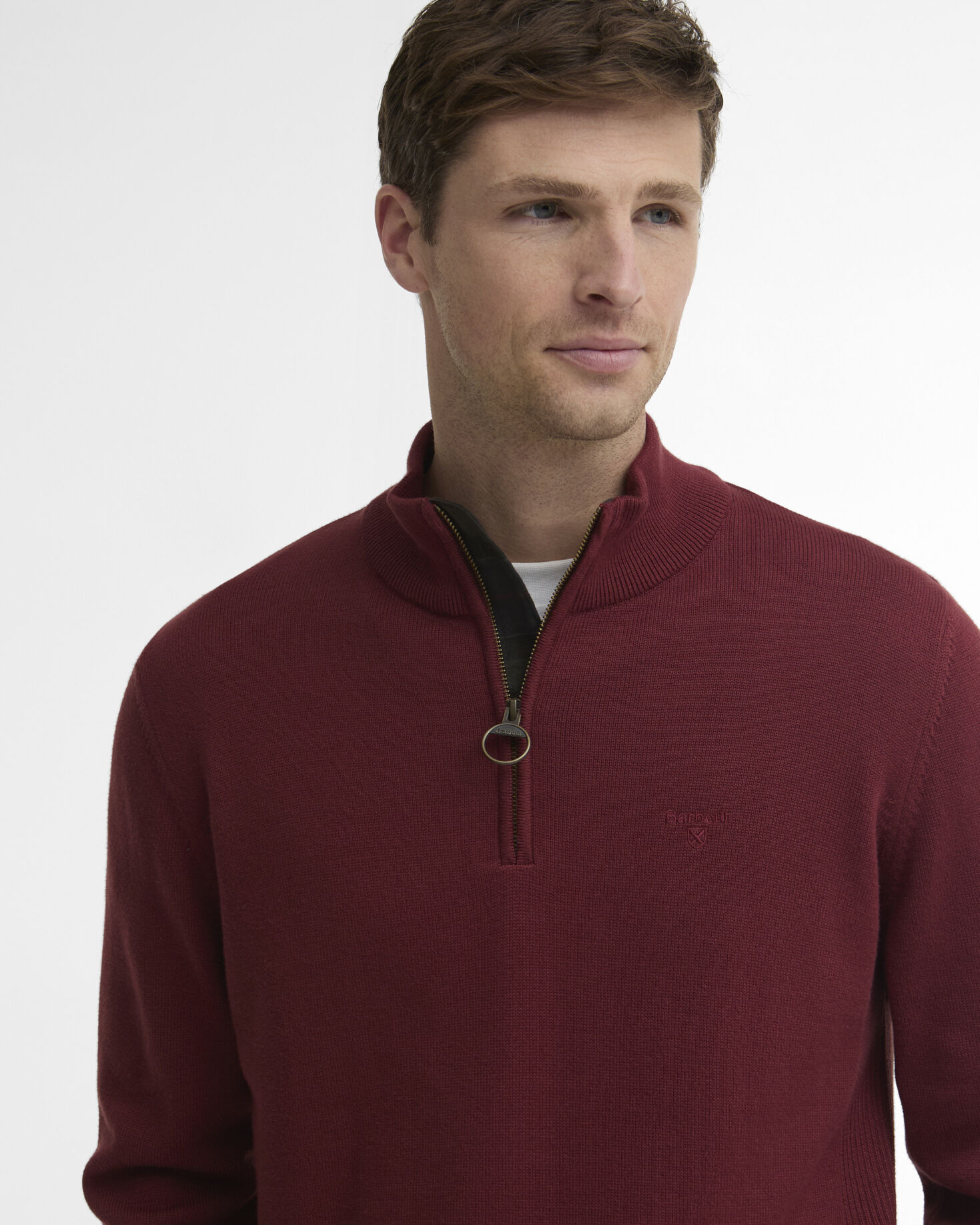 Cotton Quarter-Zip Jumper Russet