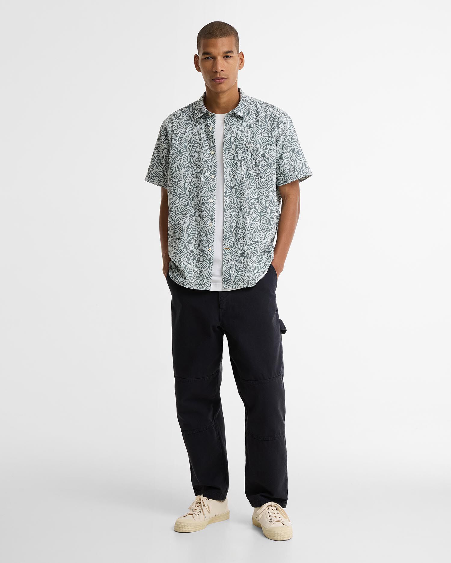 Dearham Printed Short-Sleeved Shirt Dusty Slate