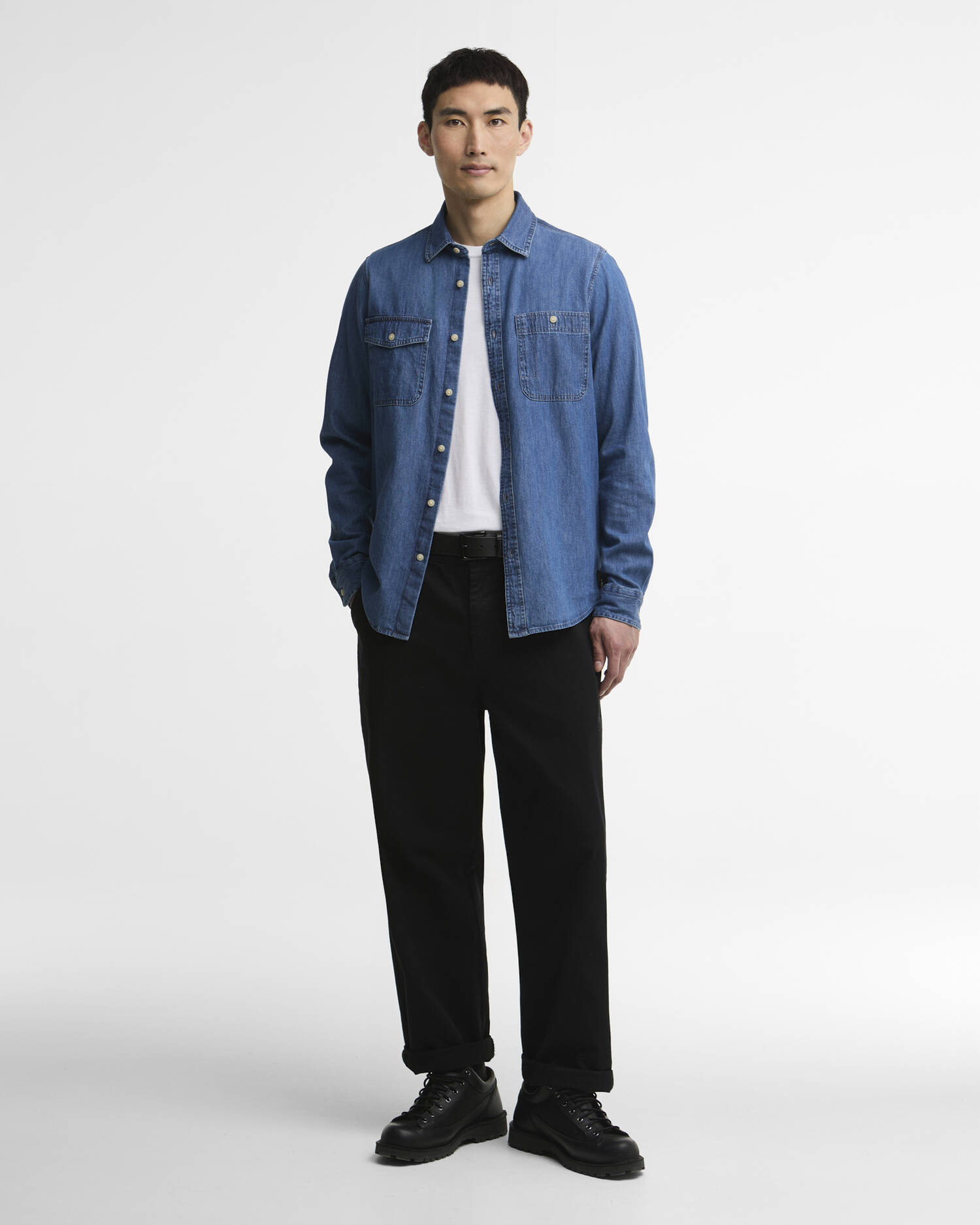 Dufton Denim Long-Sleeved Shirt Mid Indigo image number 1