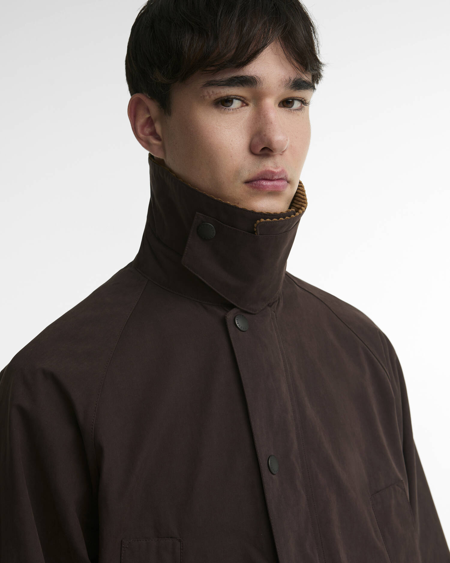 Peached Oversized Bedale Casual Jacket Dark Brown image number 3