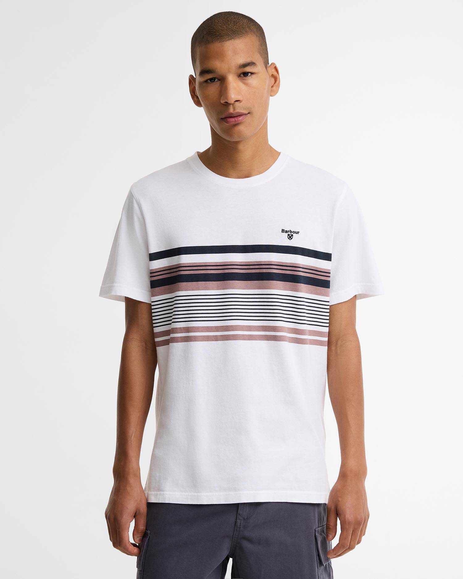 T-shirt con motivo a righe Teeside leggermente aderente White image number 0