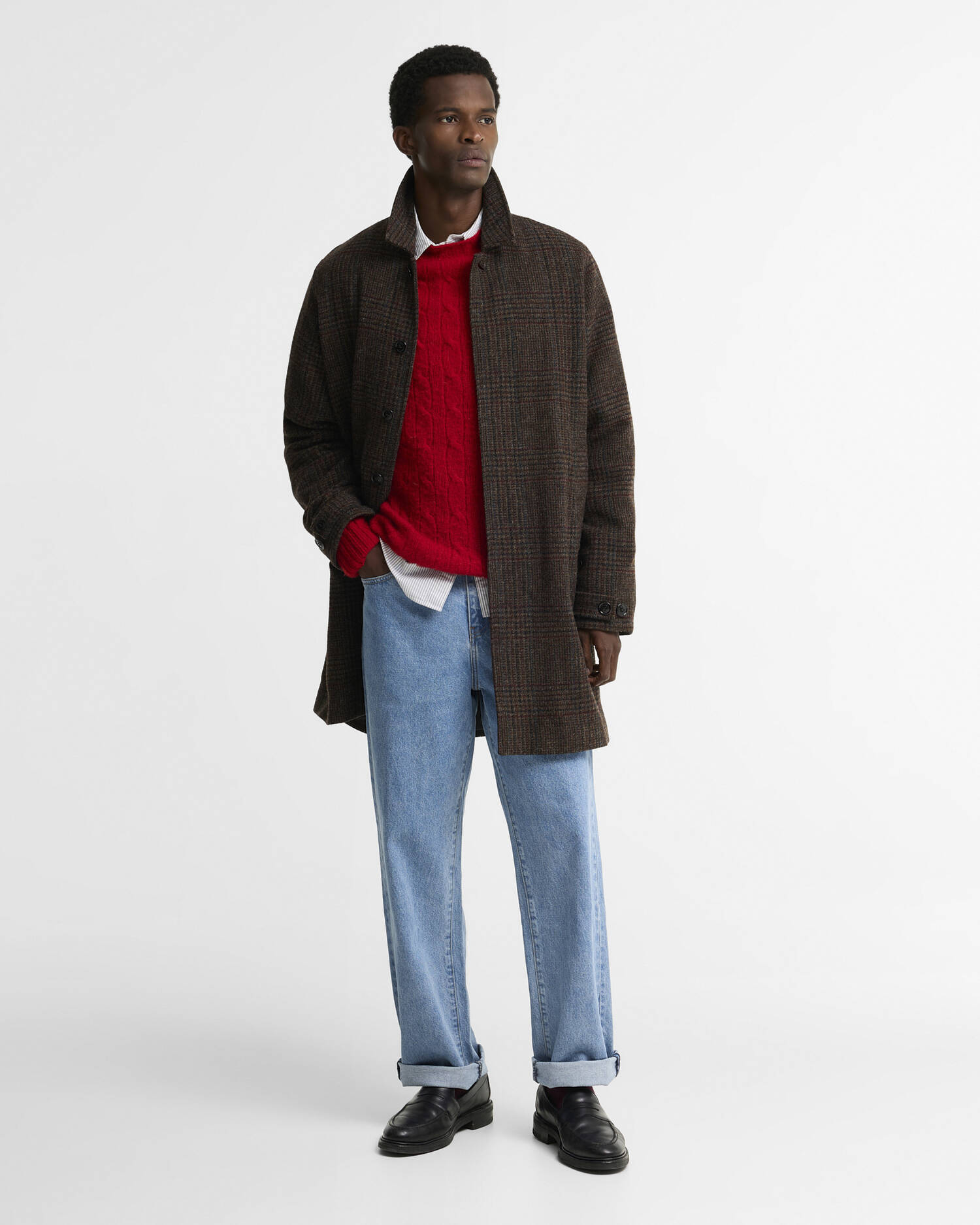 Lorden Check Wool Overcoat Dark Oak Check image number 1