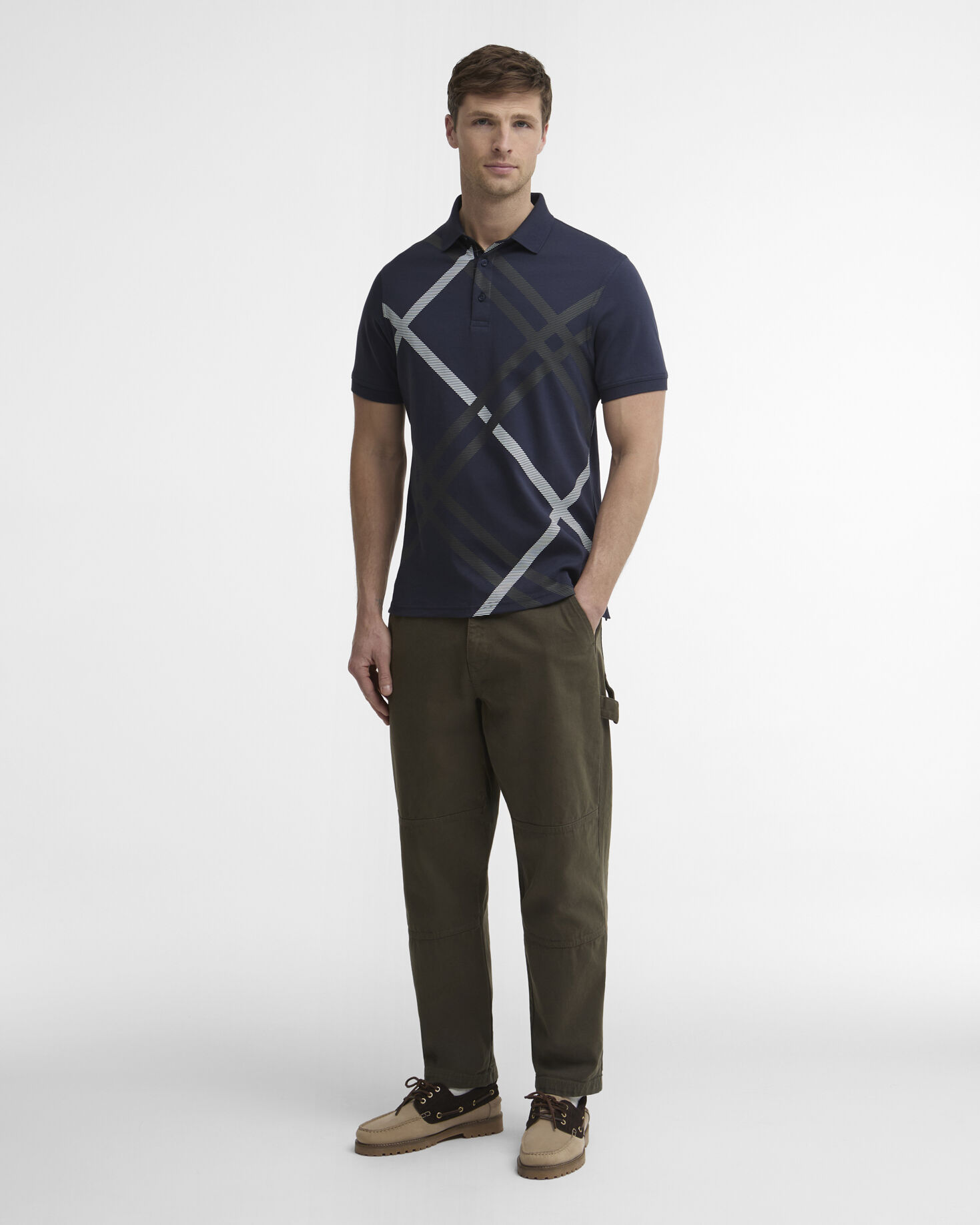 Tartan Bias Tartan Tailored Polo Shirt Navy
