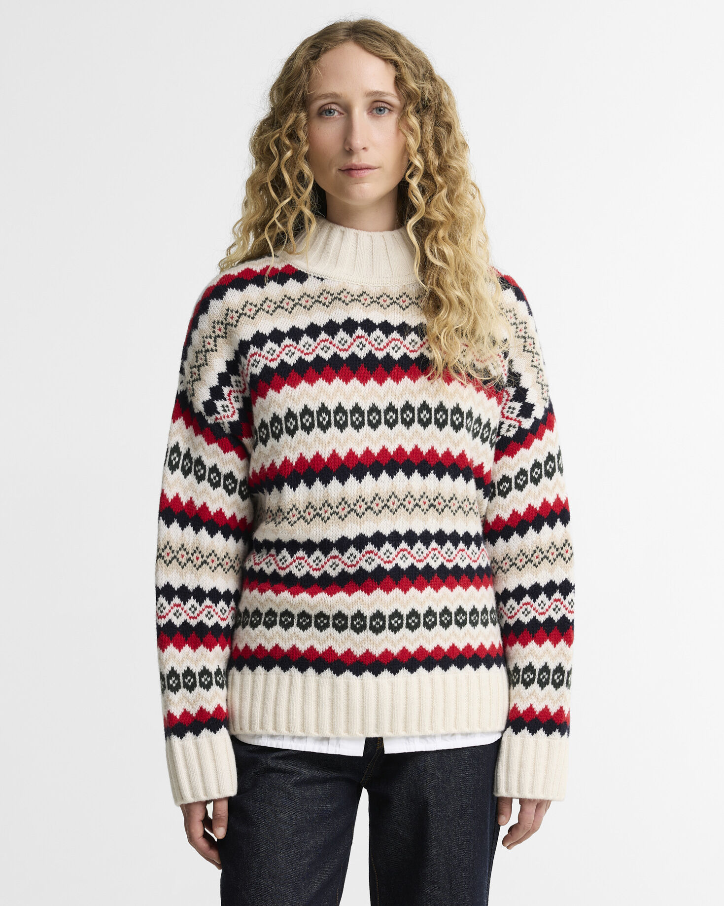 Aspen Fair Isle Funnel Neck Jumper Cloud Multi