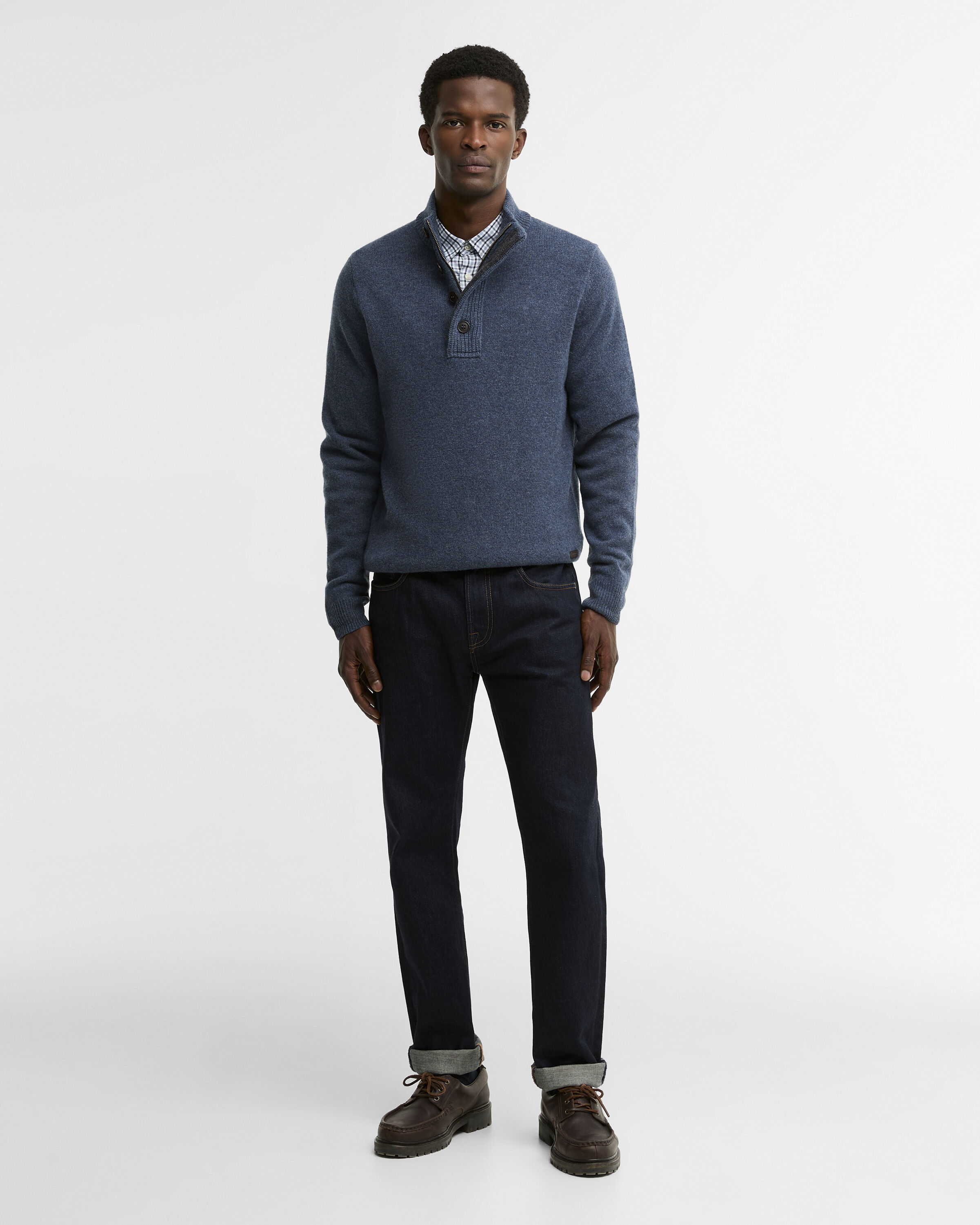 Essential Pullover Patch Half Zip Dark Indigo