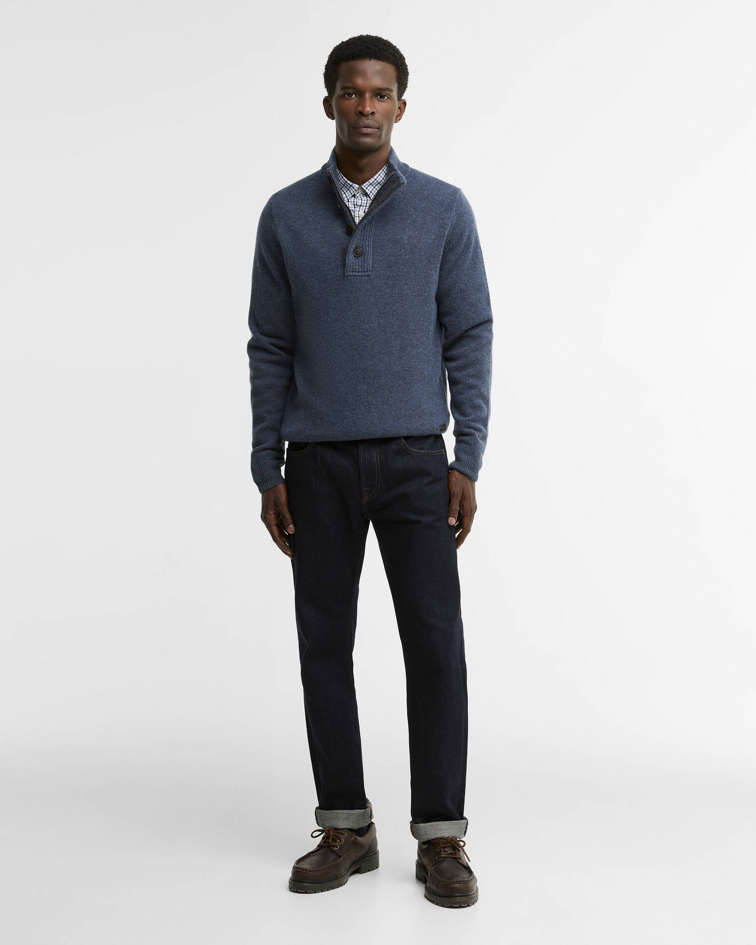 Essential Pullover Patch Half Zip Dark Indigo image number 1