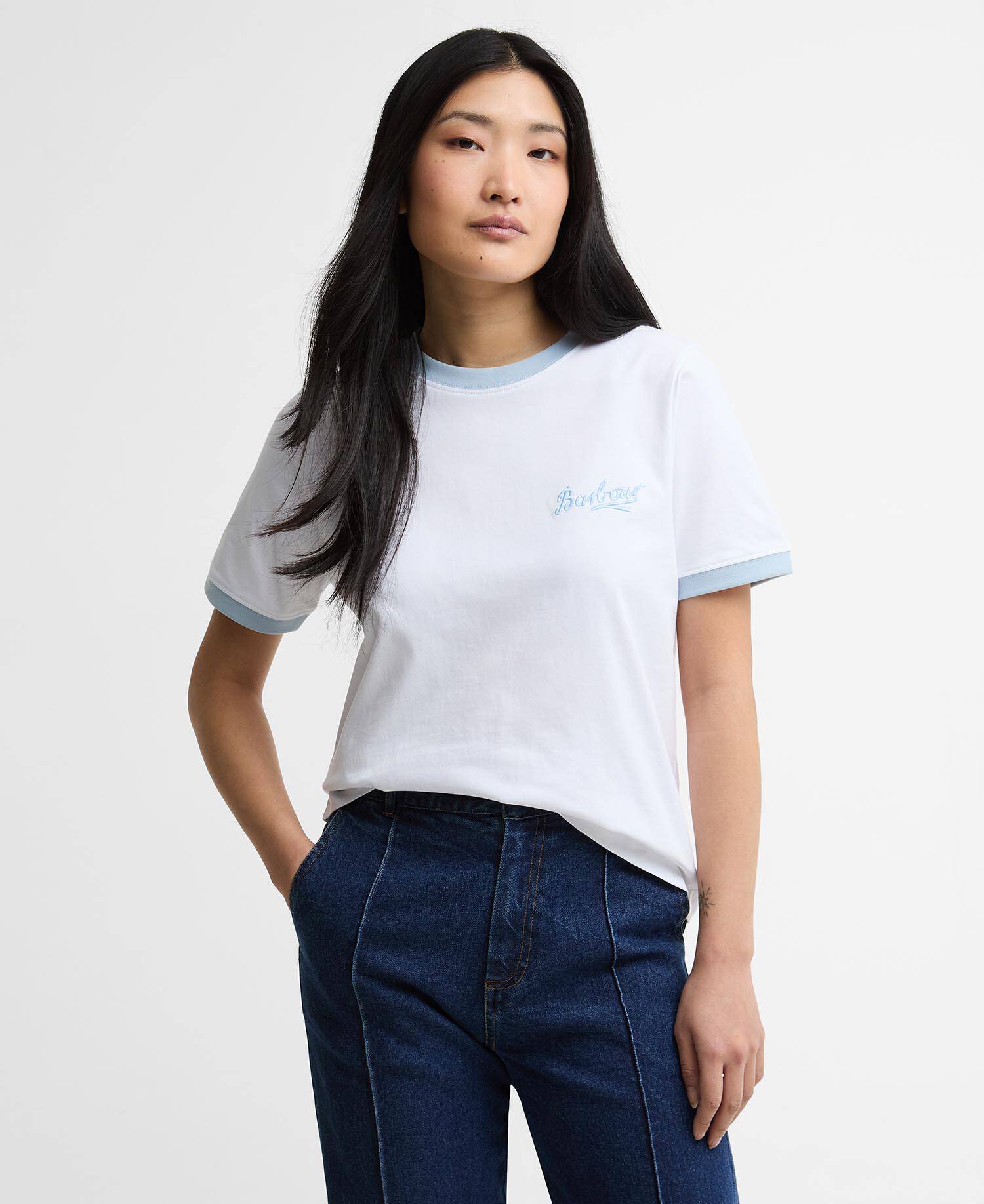 Madeline Tipped T-Shirt White/Celestial Blue image number 0