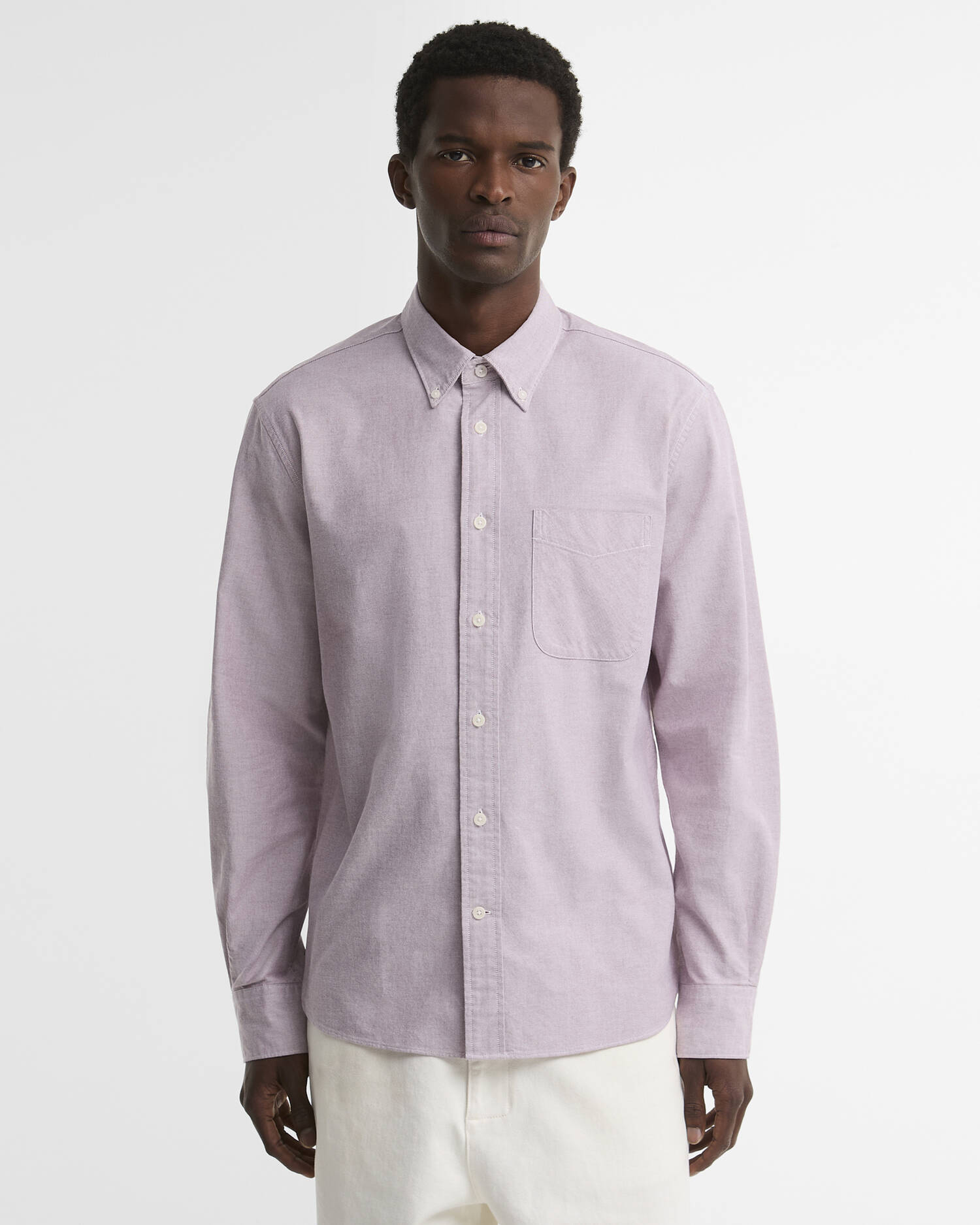 Oxford Authentic-Fit Long-Sleeved Shirt Dk Red image number 0