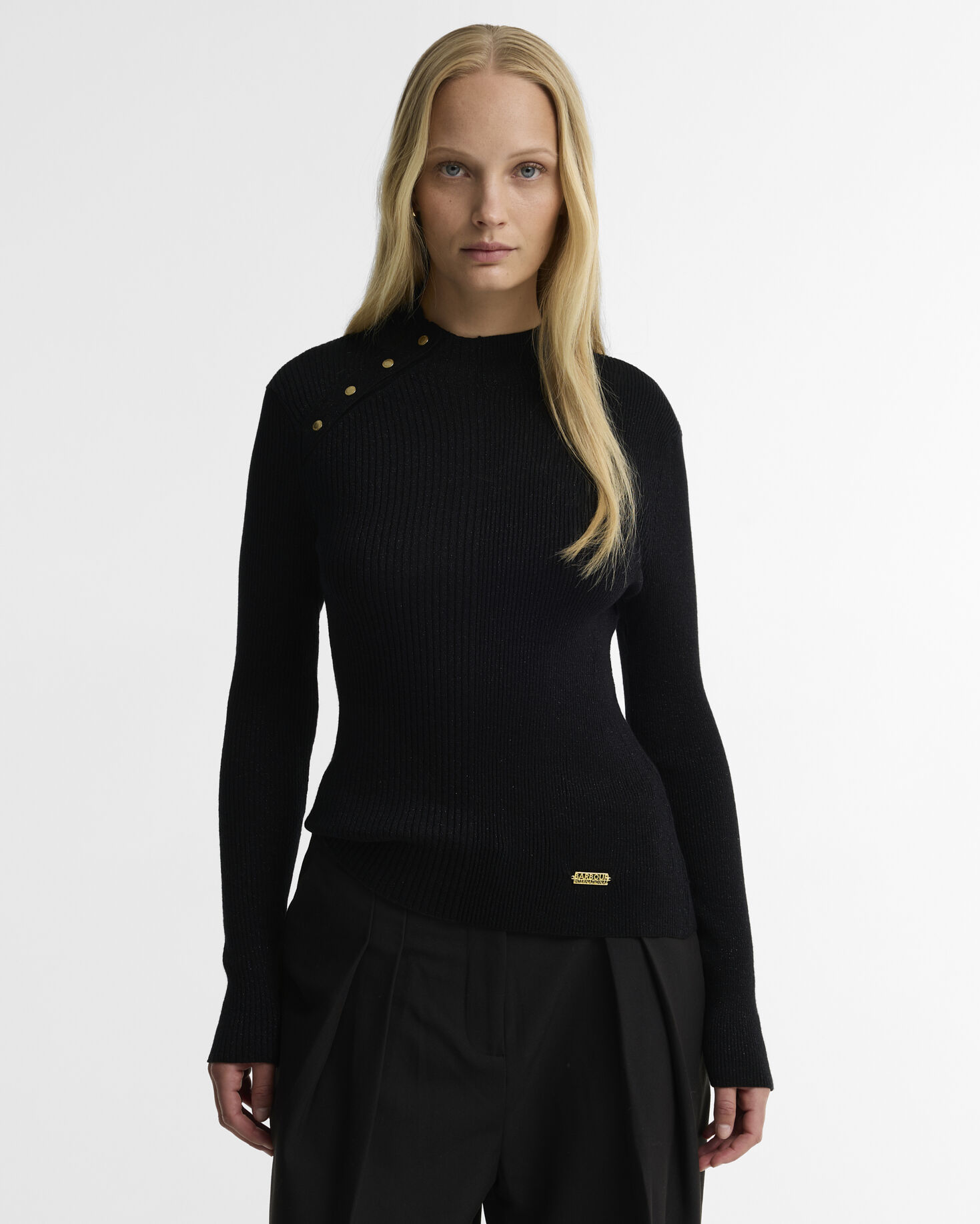 Maglione Molina con collo a imbuto. Black