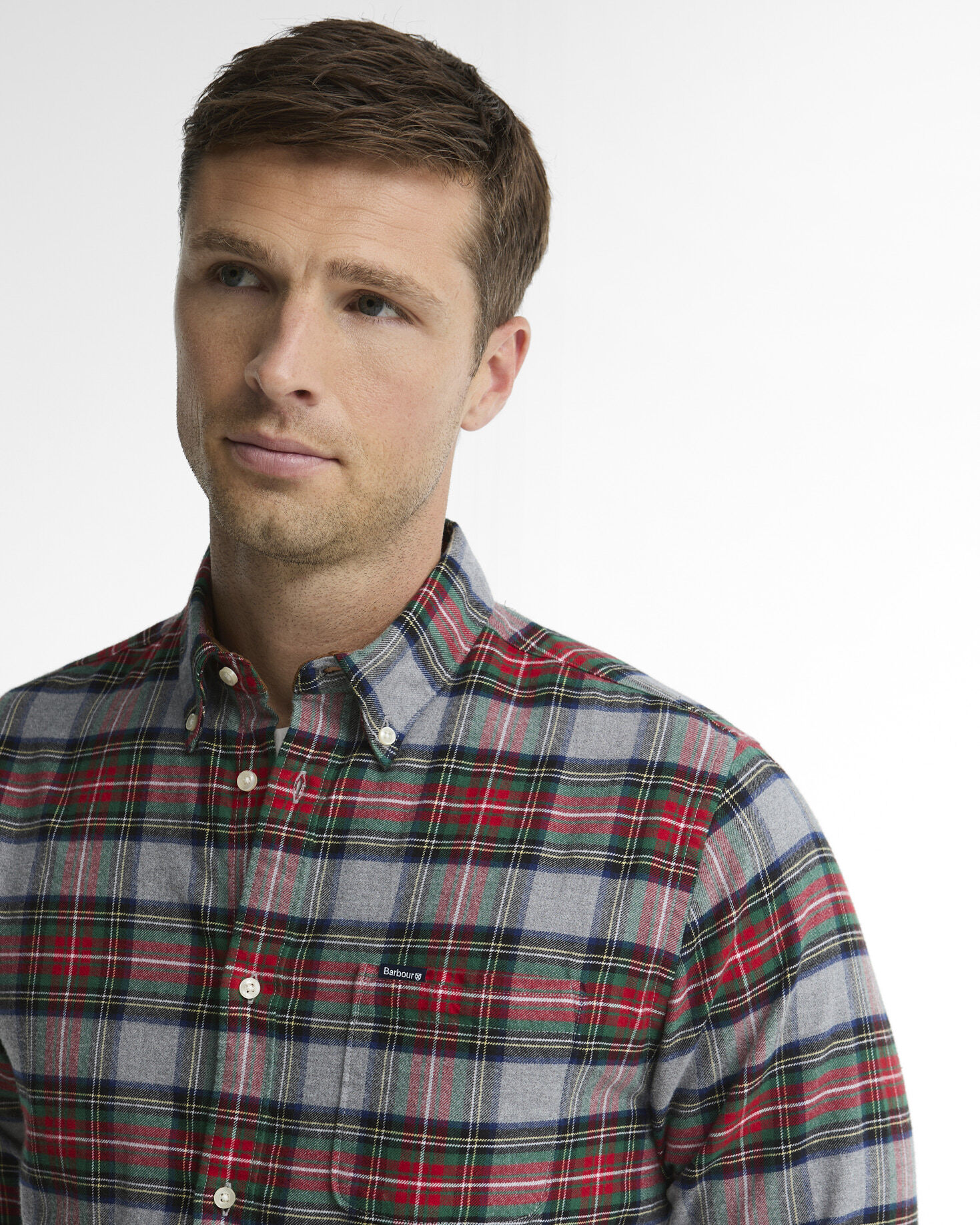 Camicia a quadri dal taglio sartoriale Ronan Mid Grey Marl