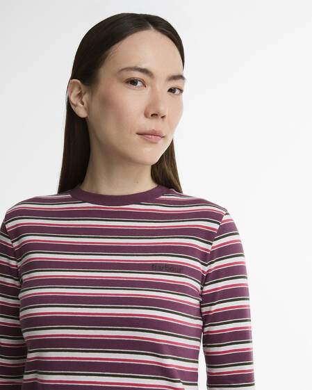 Marena Striped Long-Sleeved T-Shirt Wine Multi