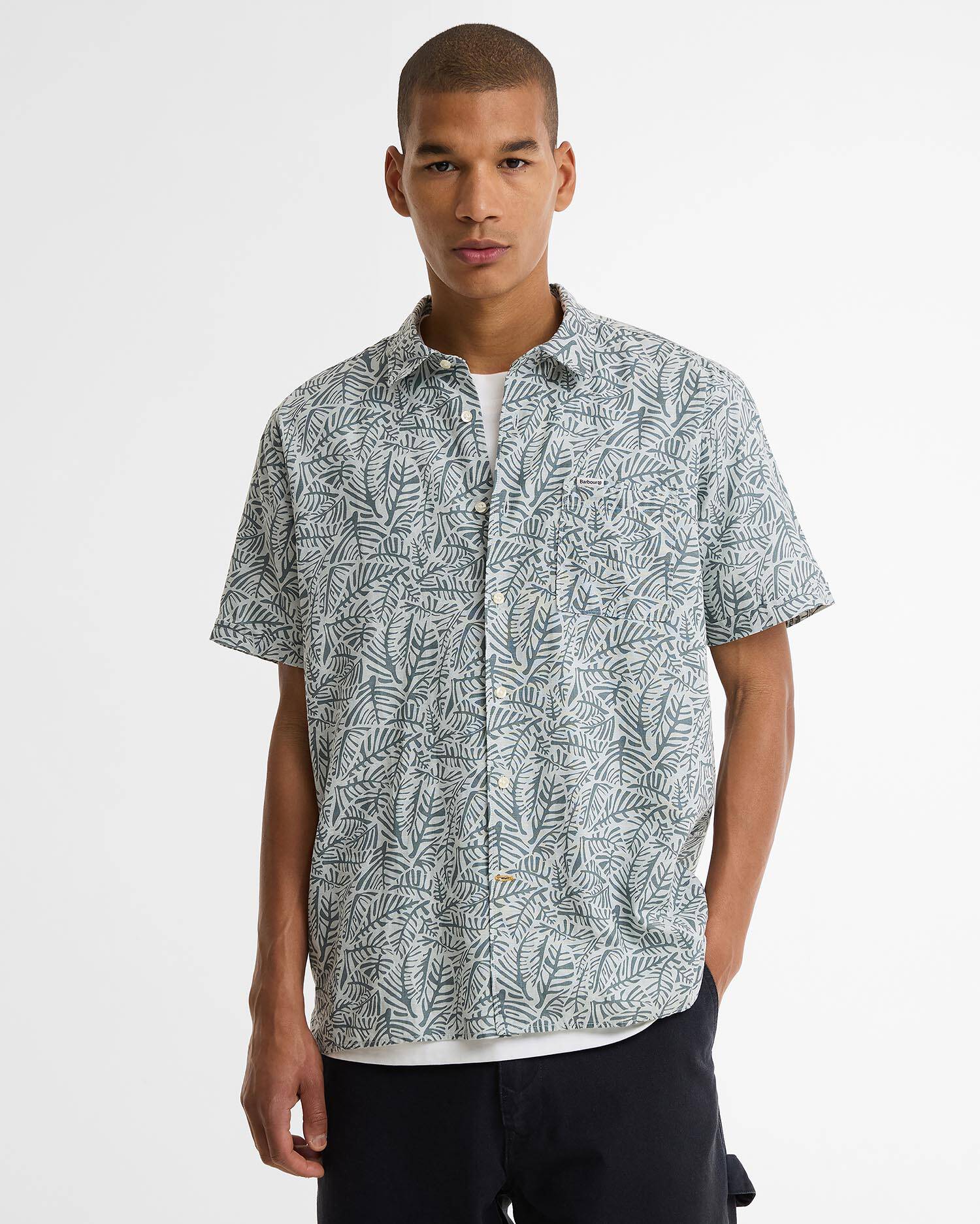 Dearham Printed Short-Sleeved Shirt Dusty Slate image number 0