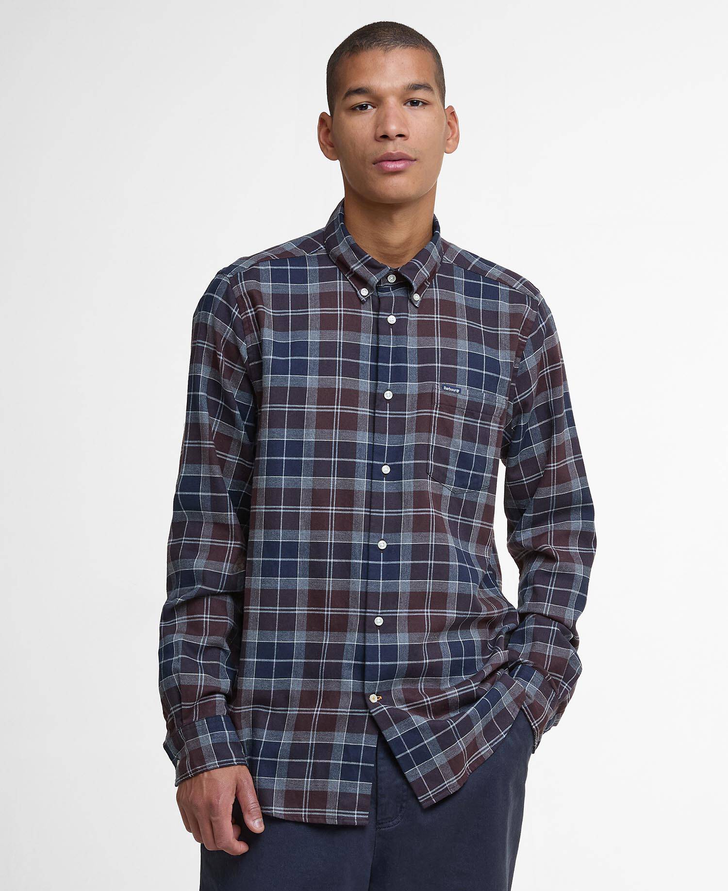 Fortrose Tailored Long-Sleeved Shirt Midnight Oak Tartan image number 0