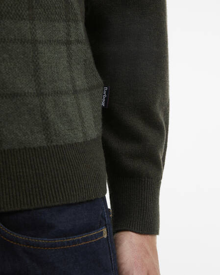 Mineral Tartan Crew Neck Jumper Pine