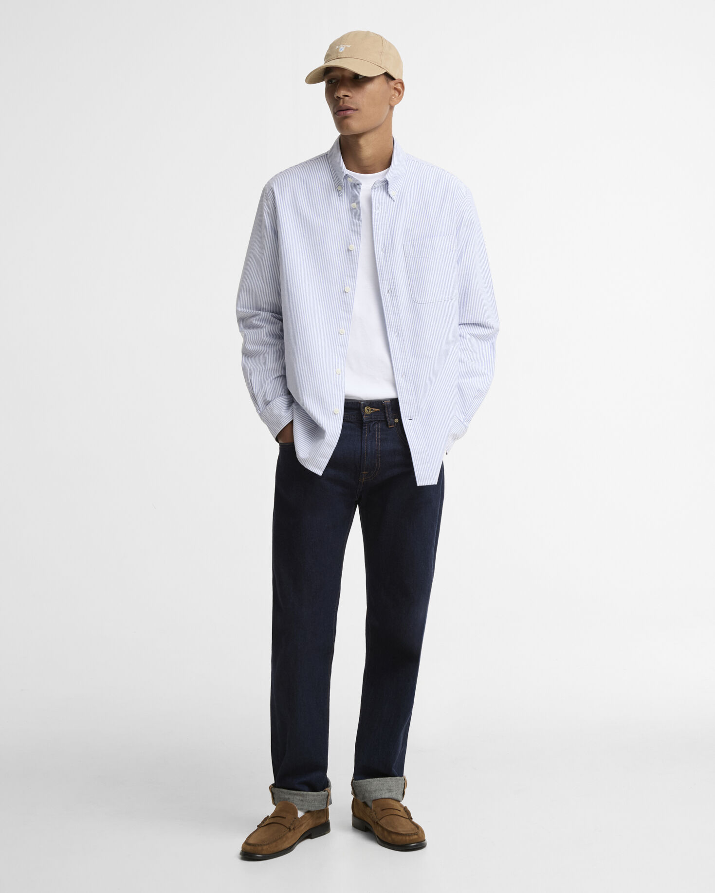 Camicia a maniche lunghe e righe con taglio classico Blue