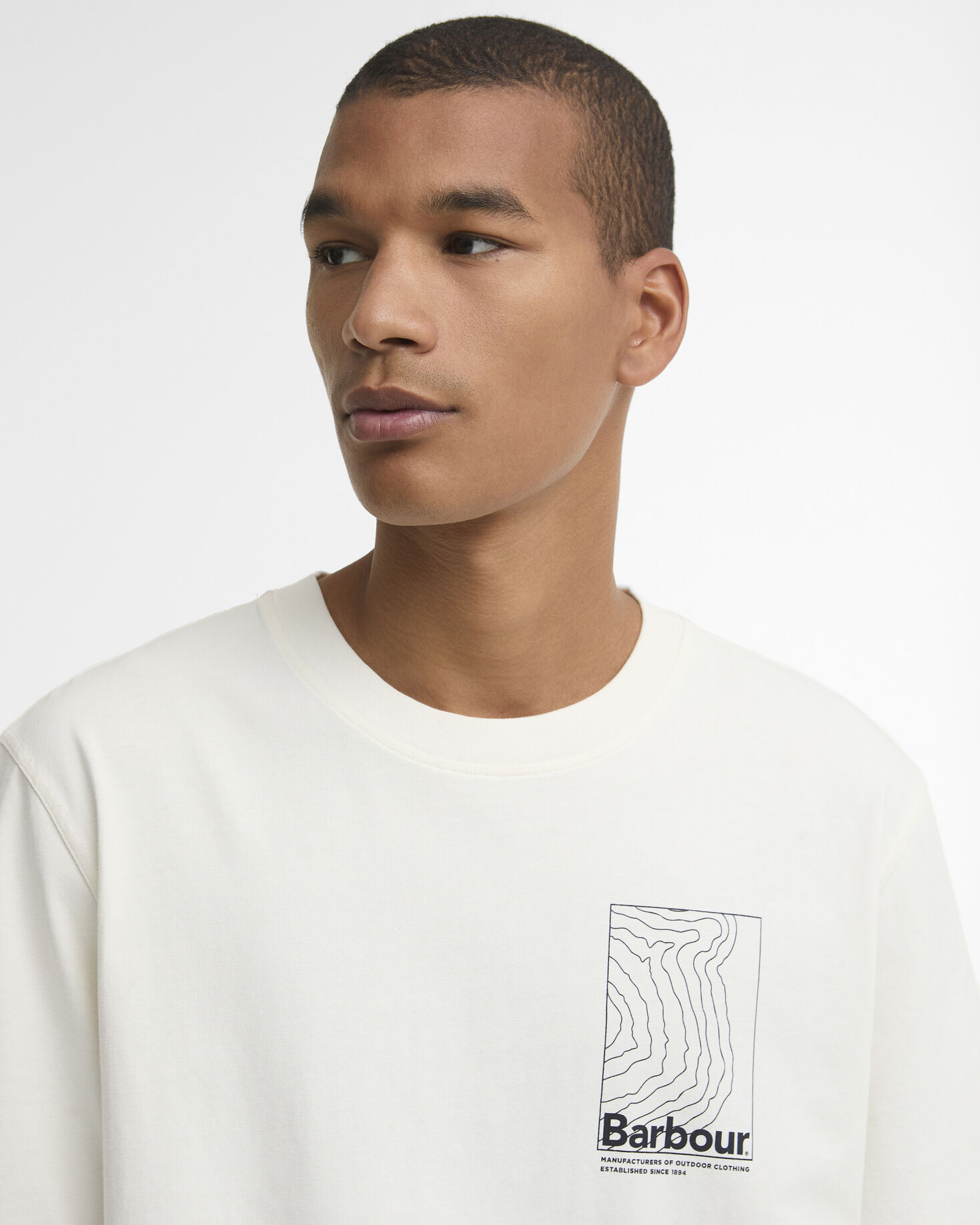 Barbour T-Shirt Woodbine Graphic Relaxed Whisper White