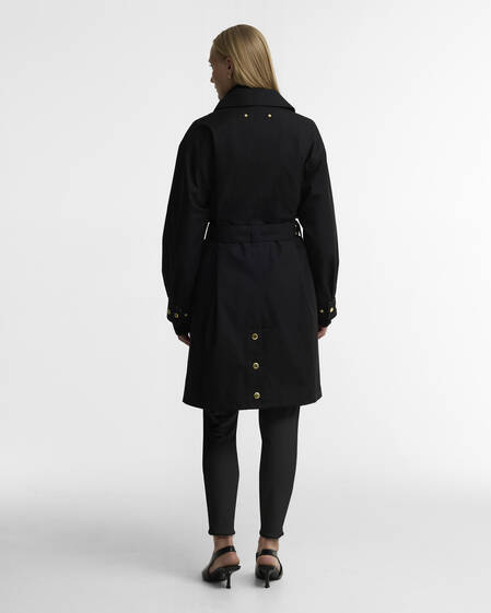 Gea Showerproof Trench Coat Black/Northumberland Check