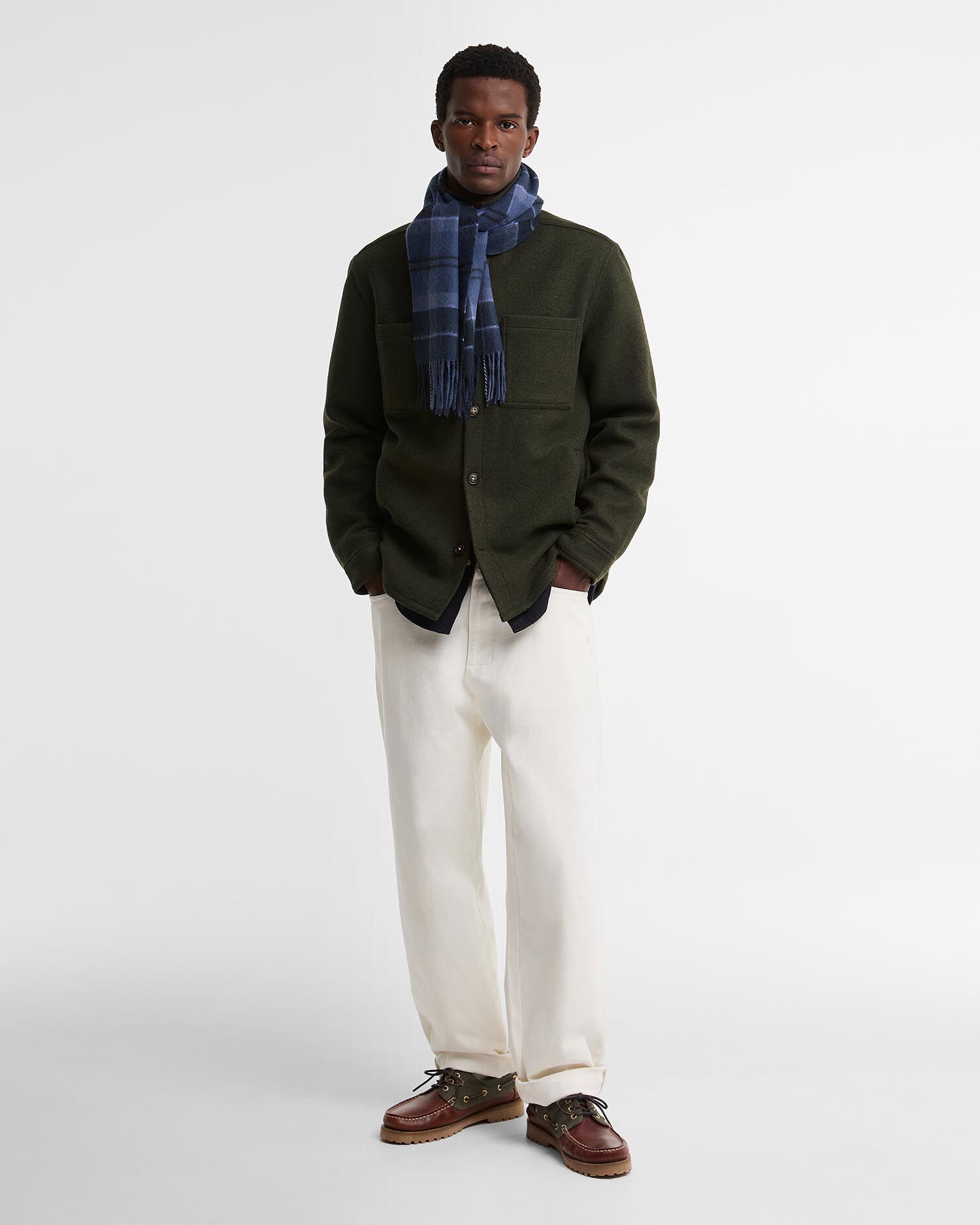 Barbour Schal Mineral Tartan aus Woll-Kaschmir-Mix Midnight Loch