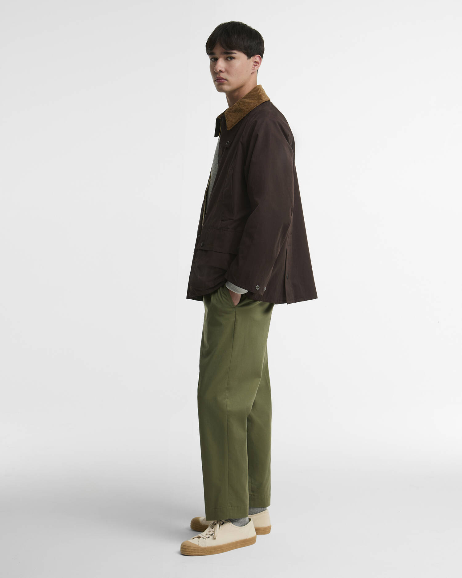 Peached Oversized Bedale Casual Jacket Dark Brown image number 1