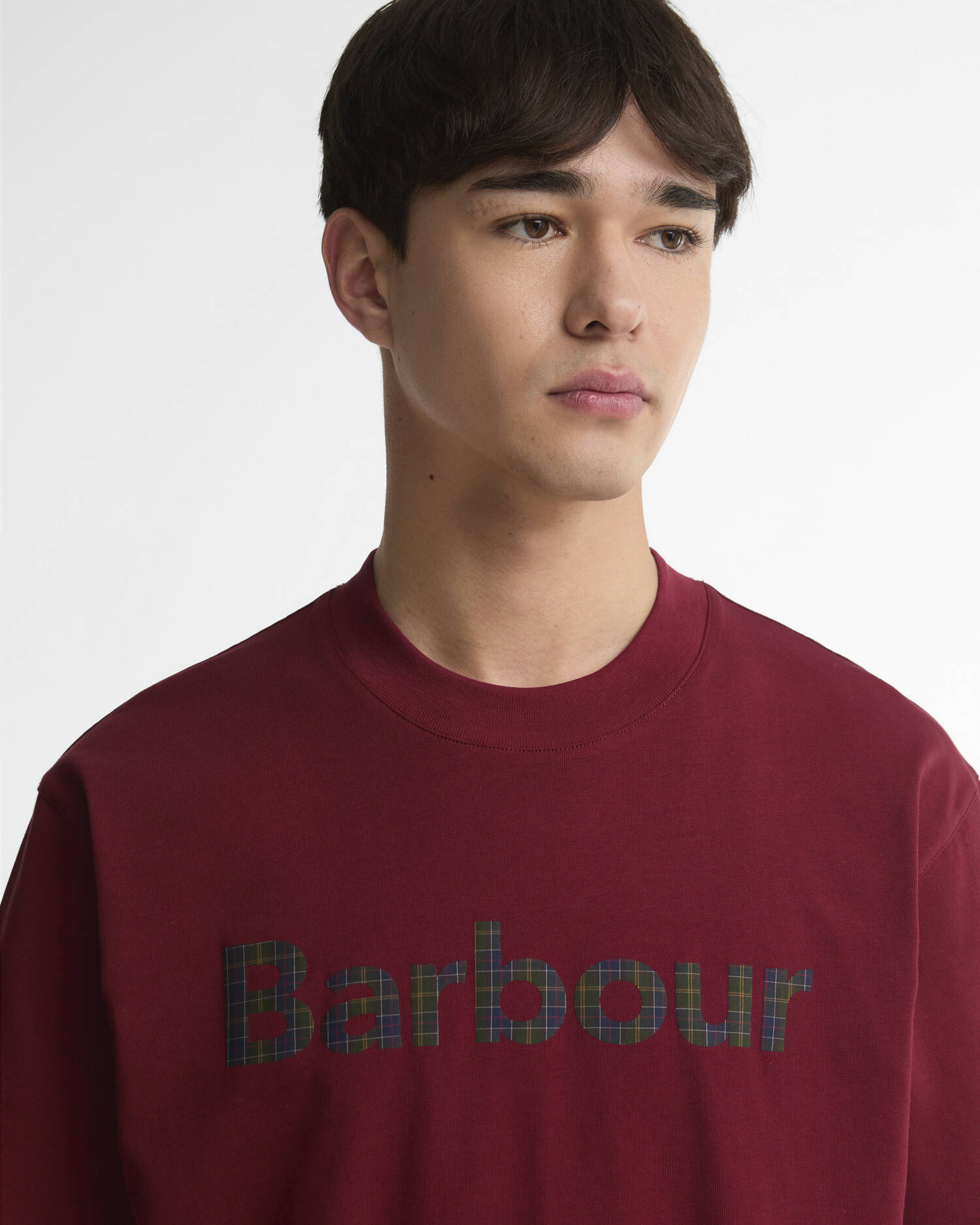 Tartan Logo Oversized Graphic T-Shirt Wine image number 3