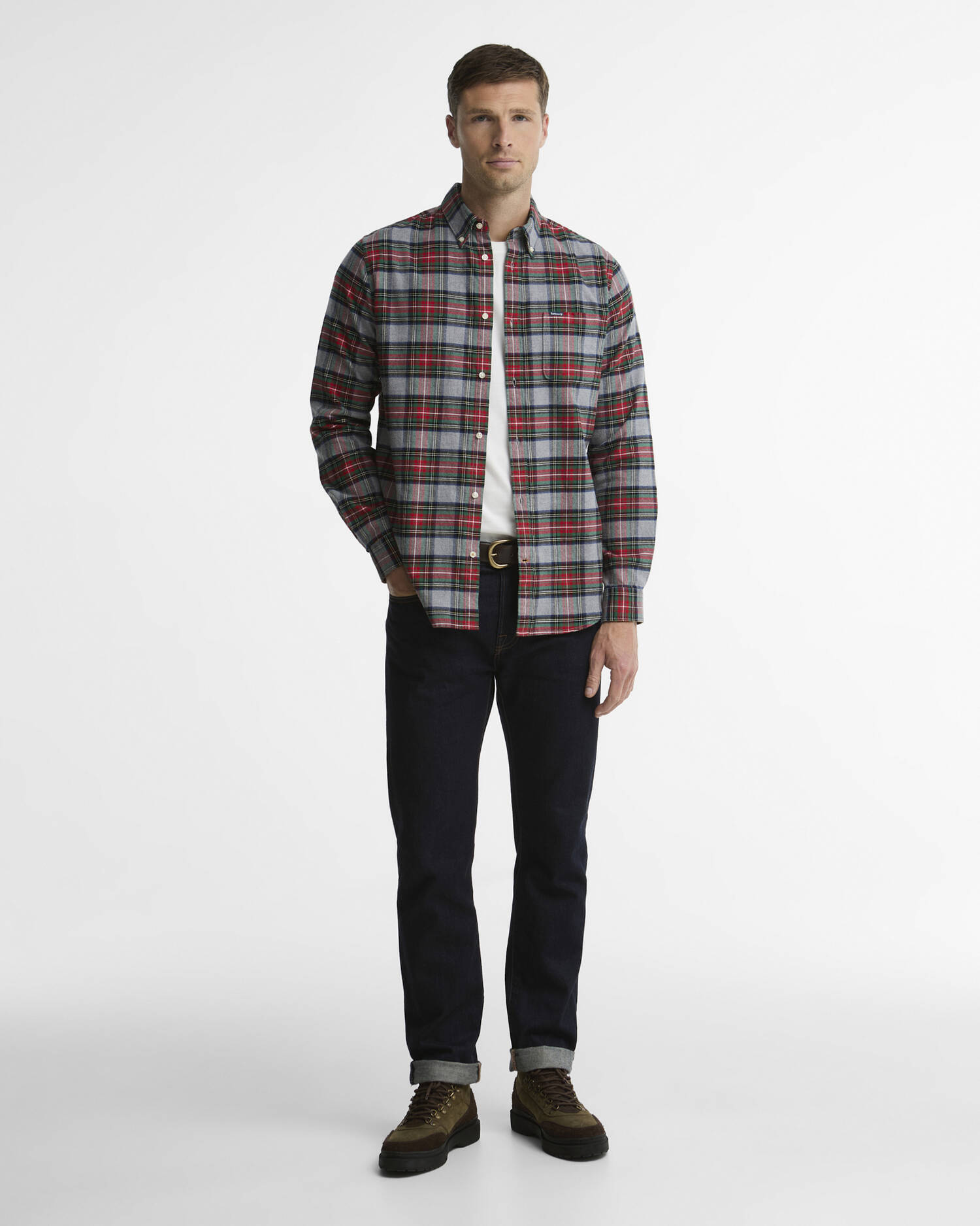 Camicia a quadri dal taglio sartoriale Ronan Mid Grey Marl image number 1
