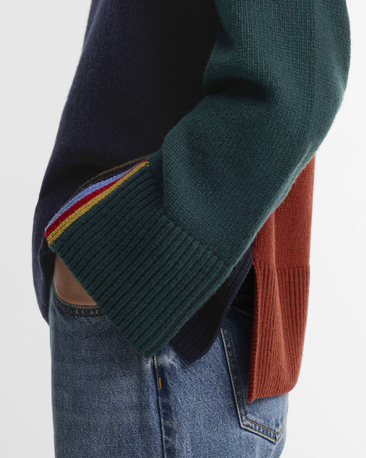 Paul Smith Loves Barbour Tyneside Wool-Blend Crew-Neck Jumper Navy Multi image number 3