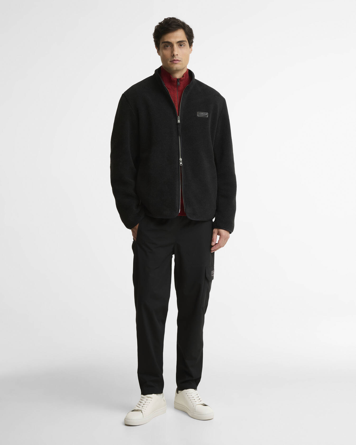 Giacca casual reversibile in pile. Dark Black image number 1