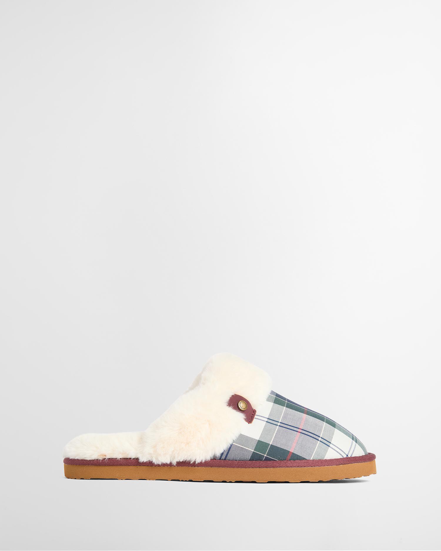 Claudia Tartan Mule Slippers Lt Evergreen Festive Tartan