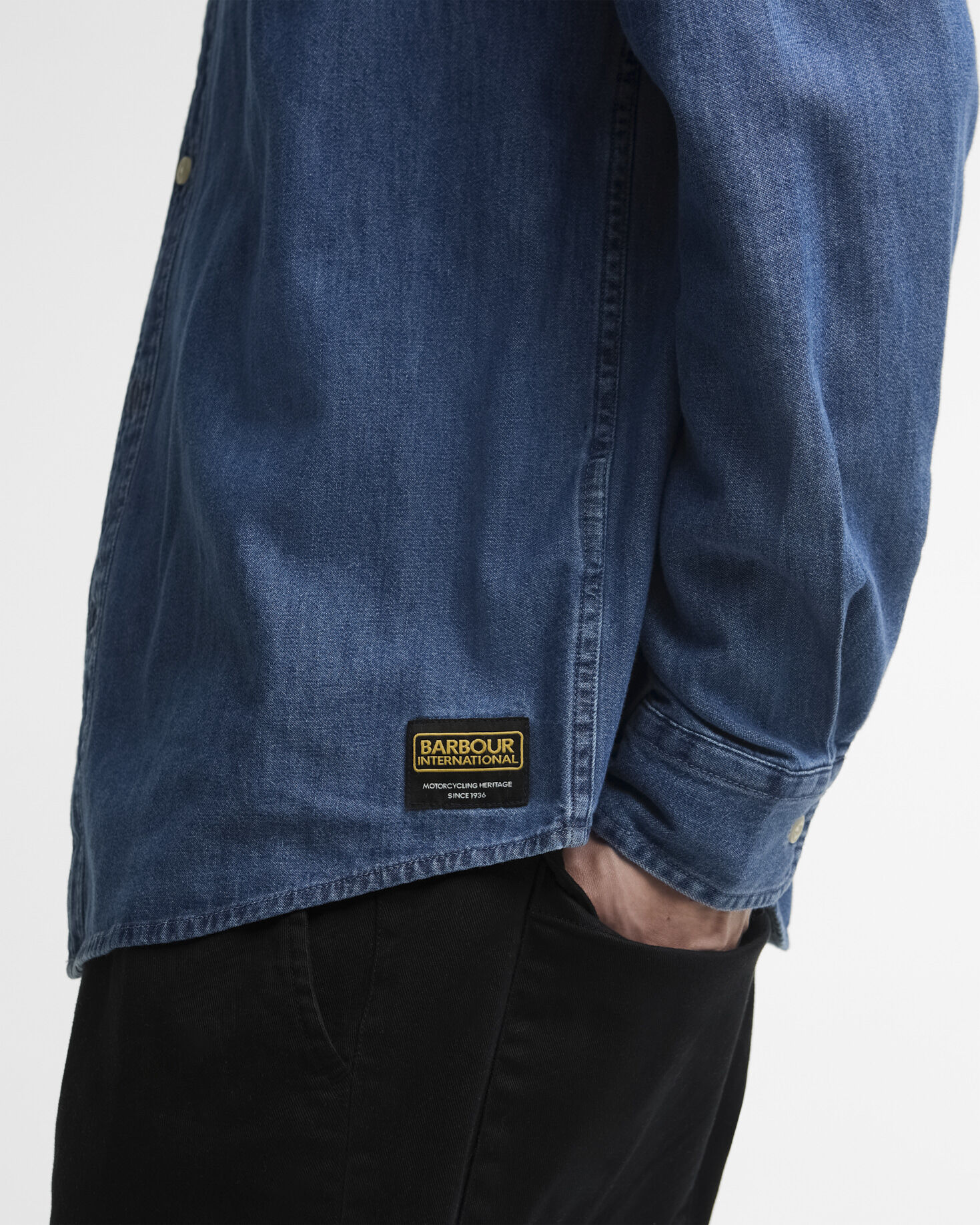 Dufton Denim Long-Sleeved Shirt Mid Indigo