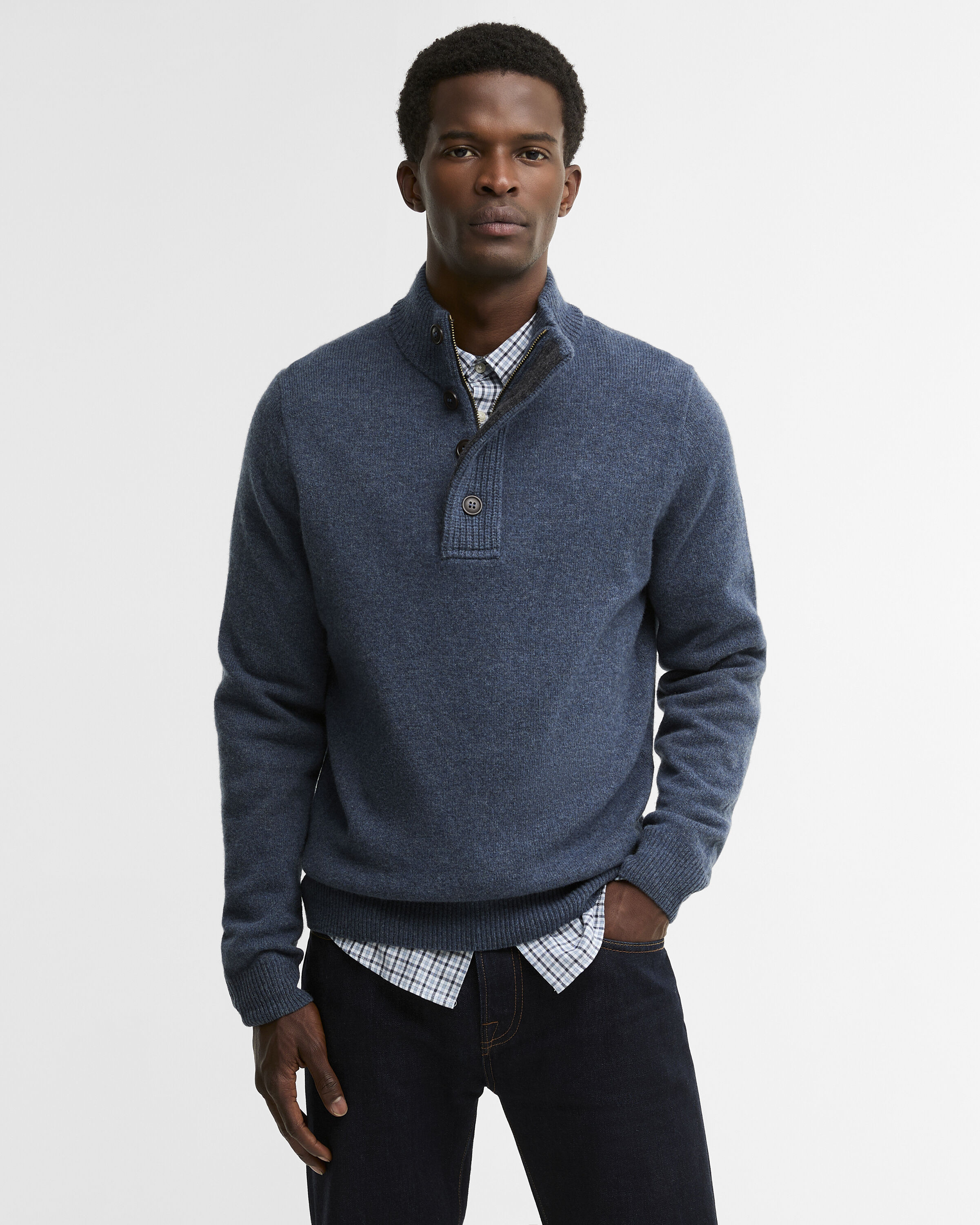 Essential Pullover Patch Half Zip Dark Indigo