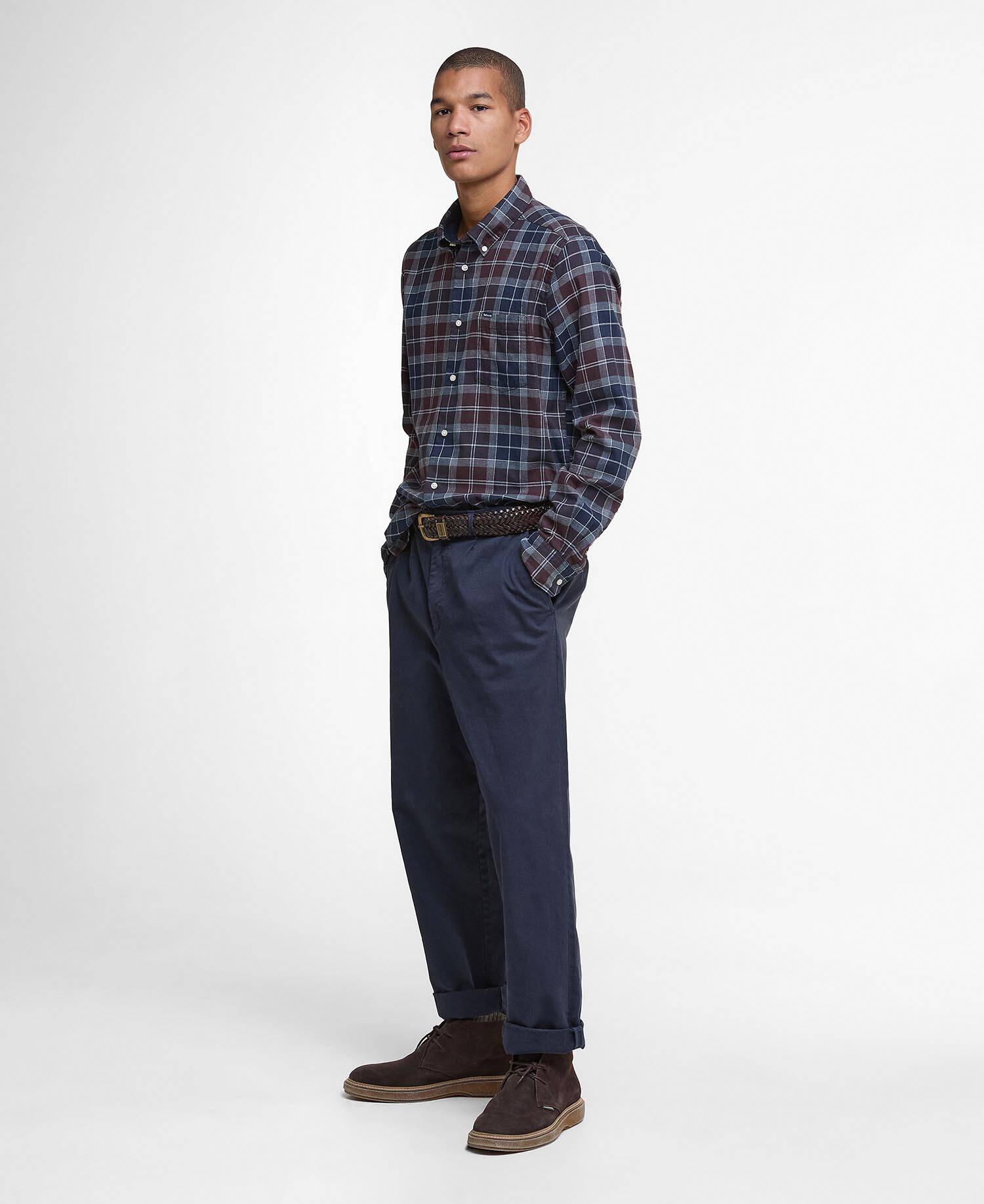 Fortrose Tailored Long-Sleeved Shirt Midnight Oak Tartan image number 1
