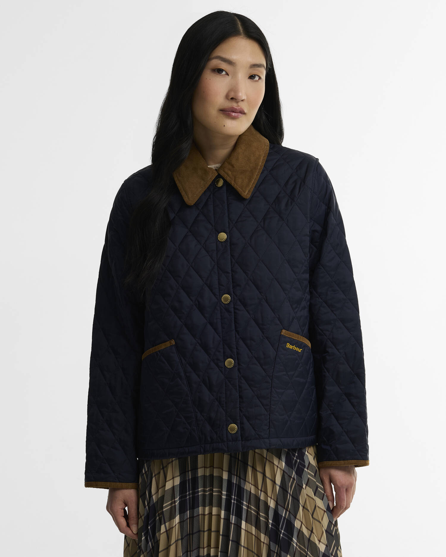 Icons Cropped Liddesdale Quilted Jacket Dark Navy/Birchwood image number 0