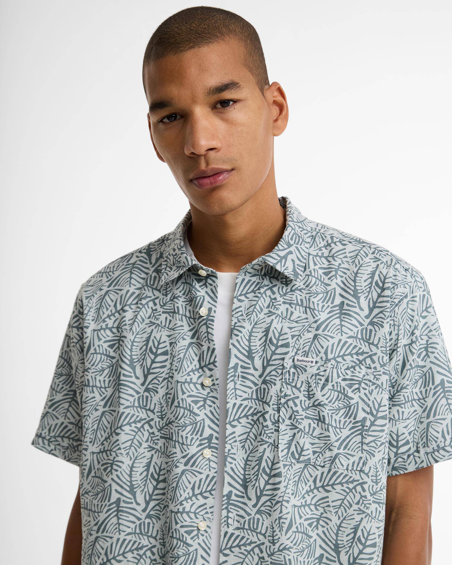 Dearham Printed Short-Sleeved Shirt Dusty Slate image number 3