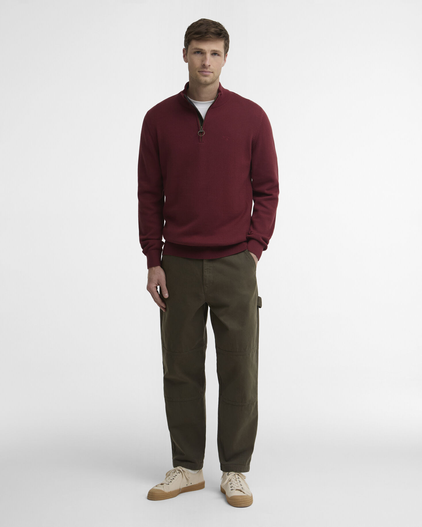 Cotton Quarter-Zip Jumper Russet