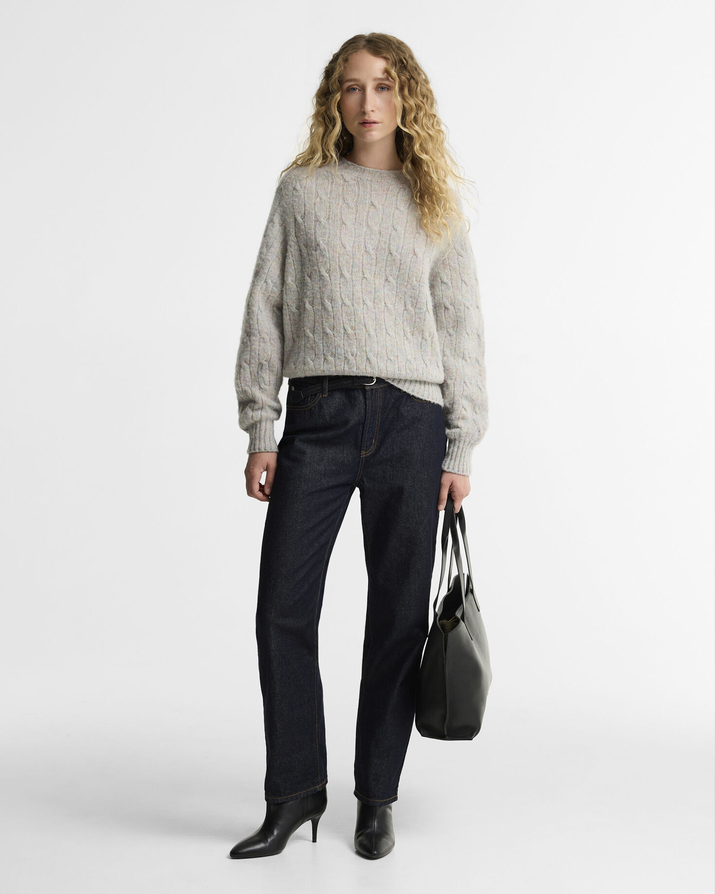 Maglione Scottish Made Havant in lana con lavorazione a trecce Pearl