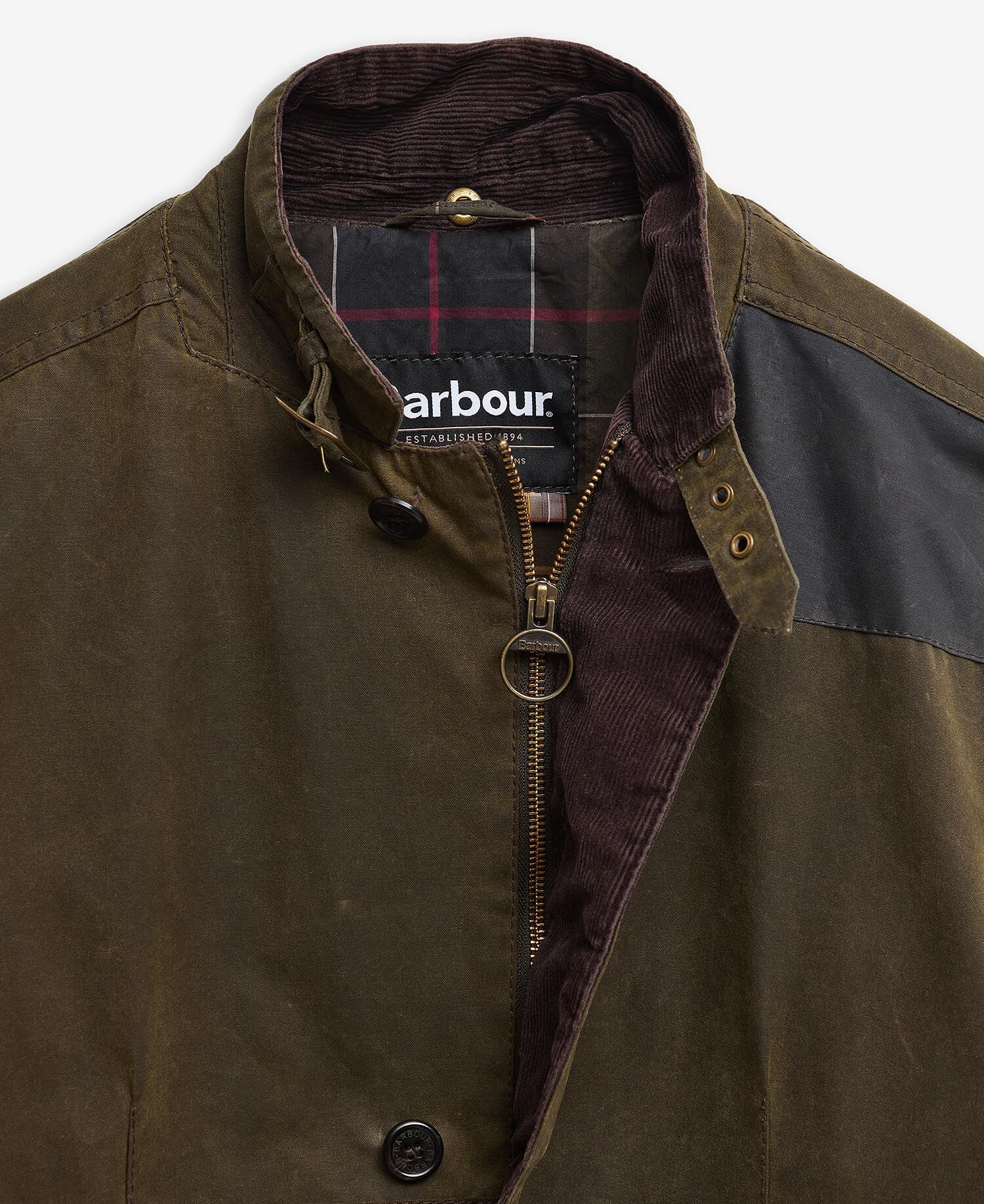 Barbour Re-Loved Lutz Waxed Jacket - Size L Olive