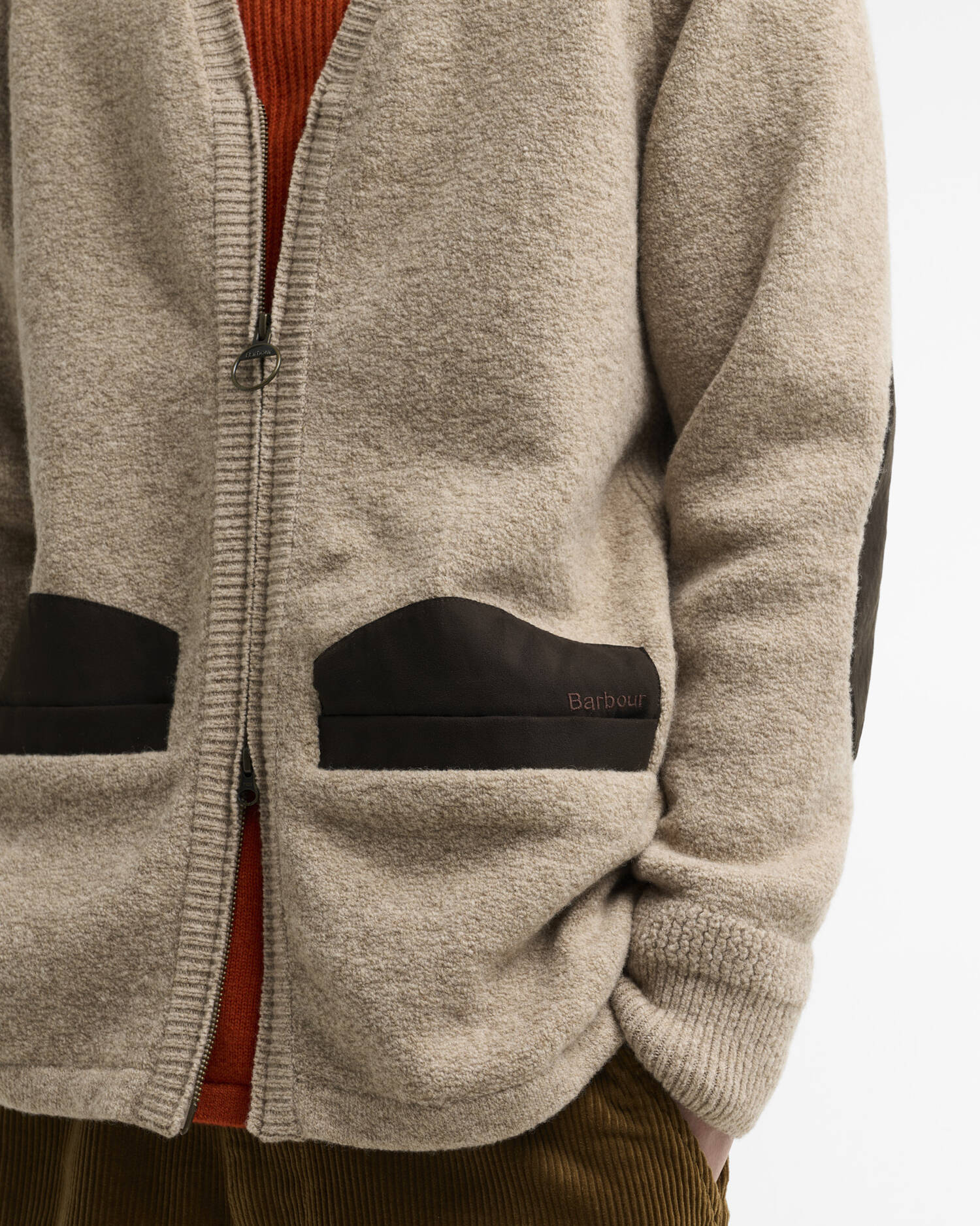 Barbour x Norbit Wool Boucle Cardigan Oatmeal image number 3