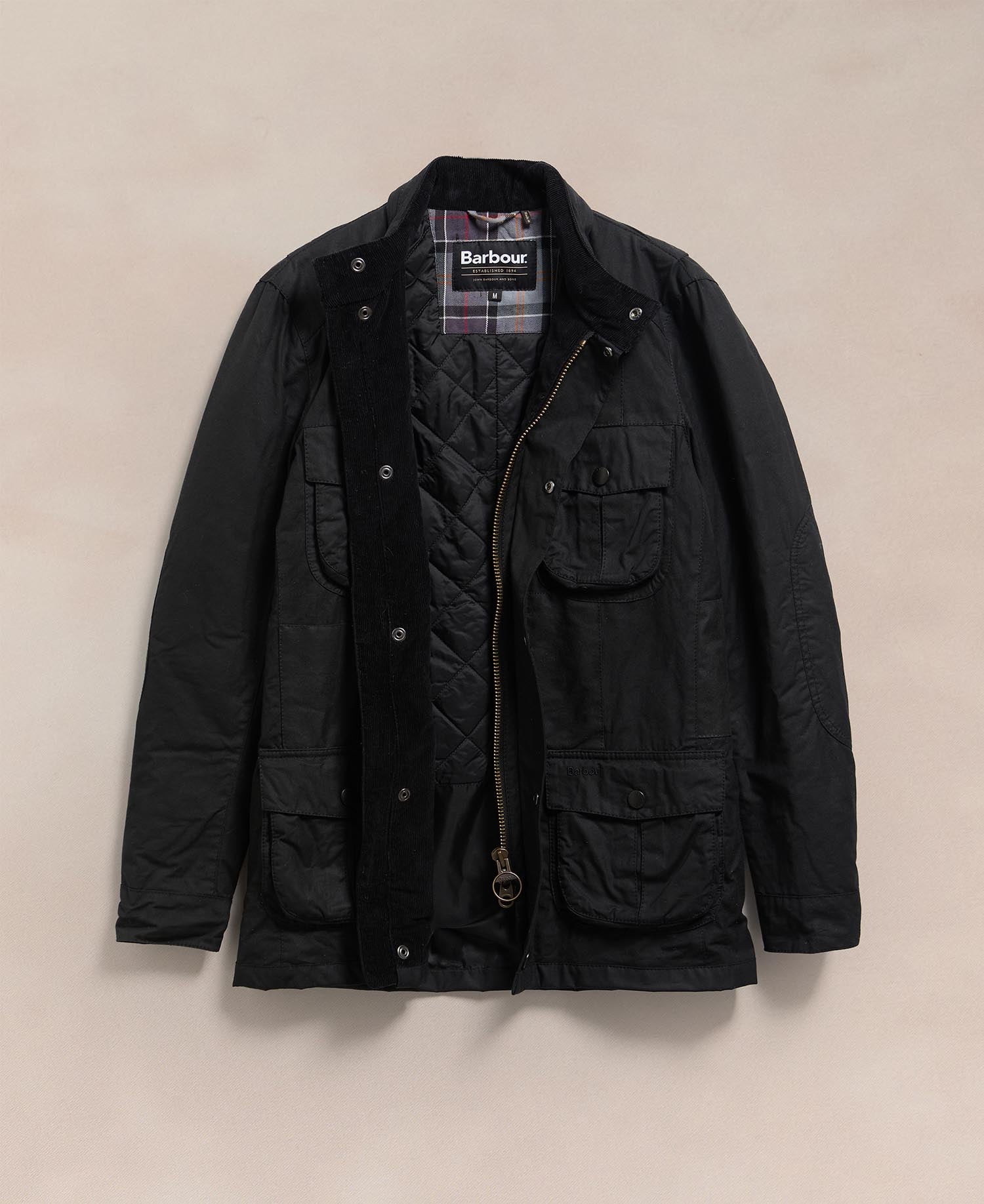 Barbour Re-loved Men's Corbridge Waxed Jacket - Size M Black